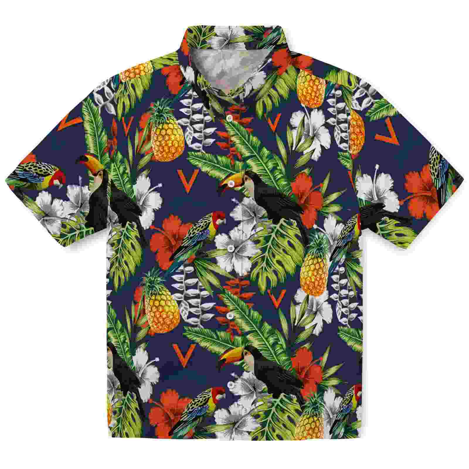 Custom Virginia Cavaliers Tropical Toucan Blue Green Hawaiian Shirt