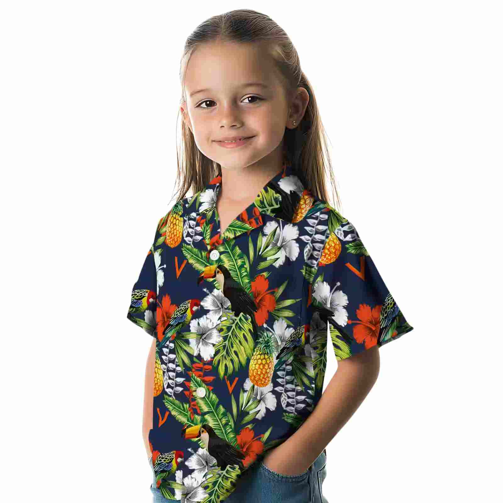 custom virginia cavaliers tropical toucan blue green hawaiian shirt premium grade