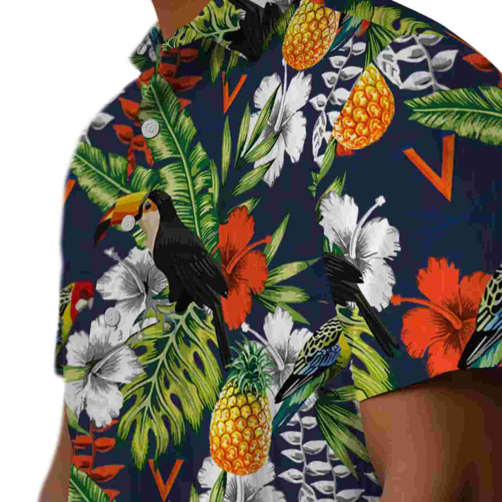 custom virginia cavaliers tropical toucan blue green hawaiian shirt trendy