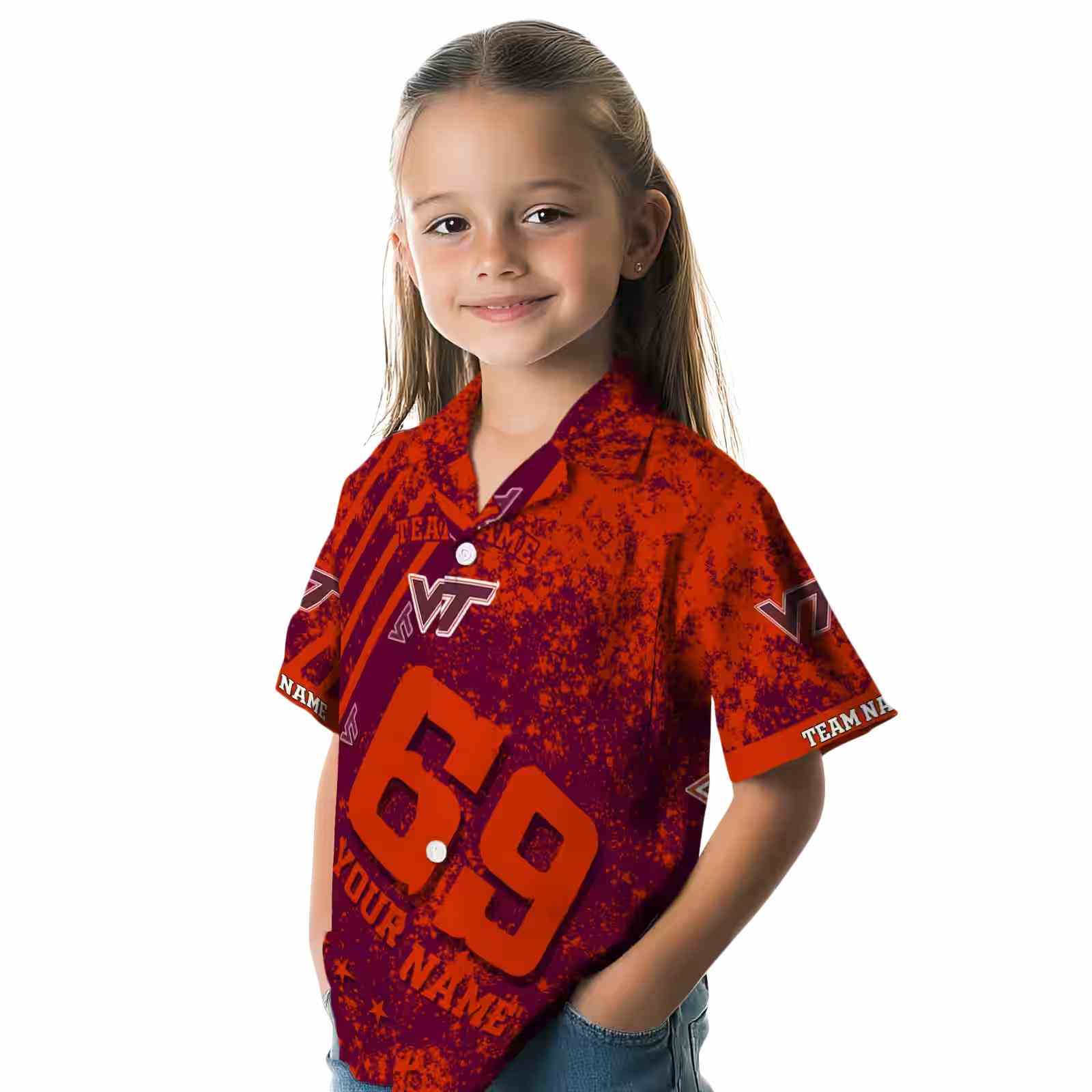 custom virginia tech hokies star stripes maroon hawaiian shirt premium grade