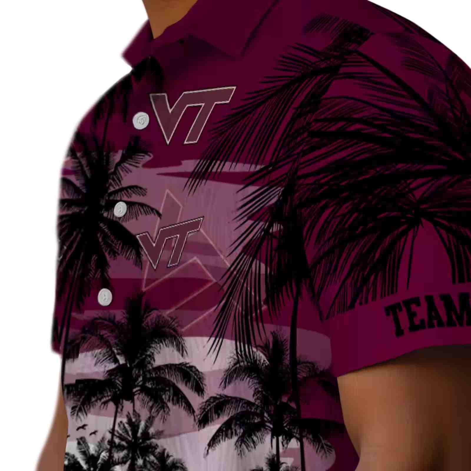 custom virginia tech hokies sunset scene maroon black hawaiian shirt trendy