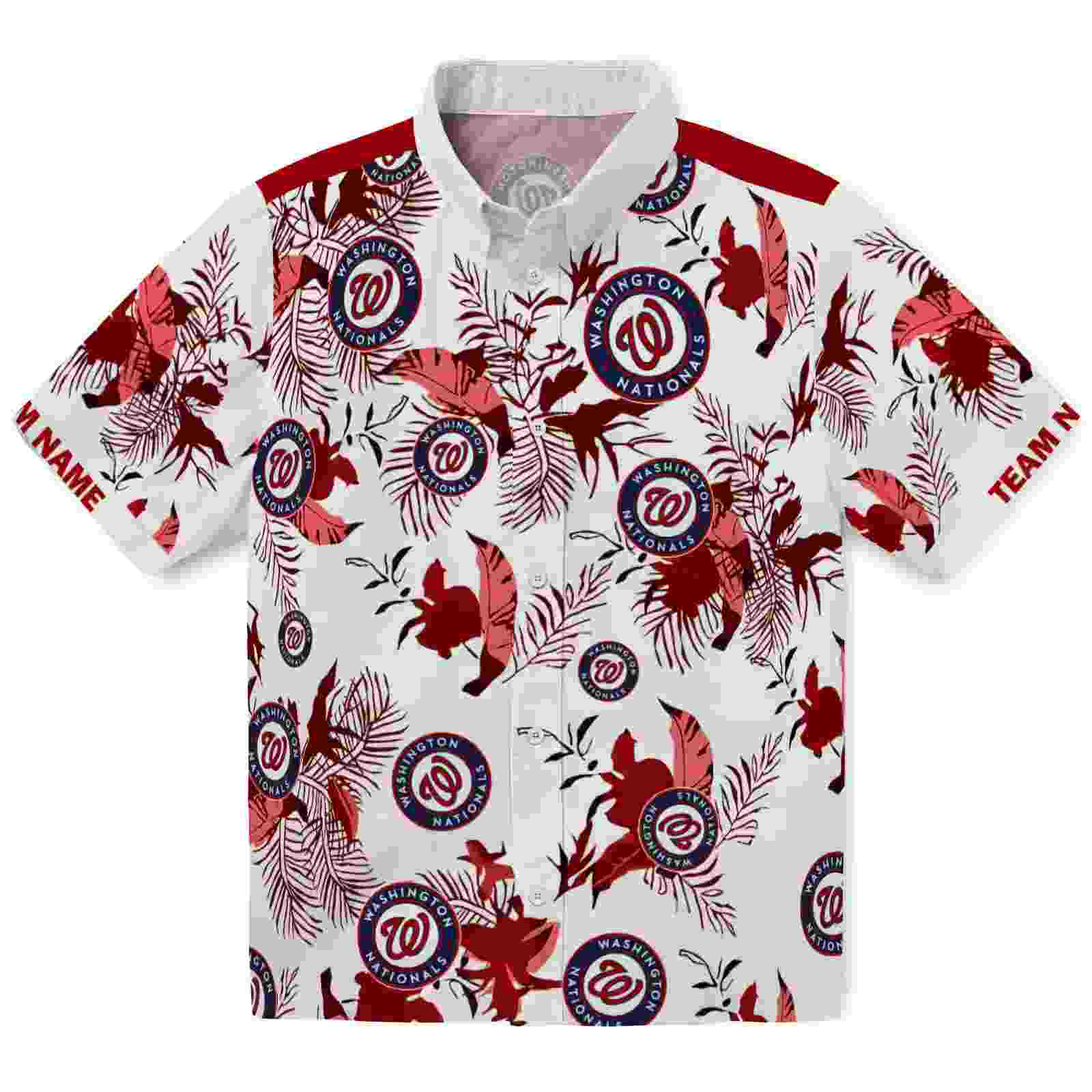 Custom Washington Nationals Botanical Theme Red White Hawaiian Shirt