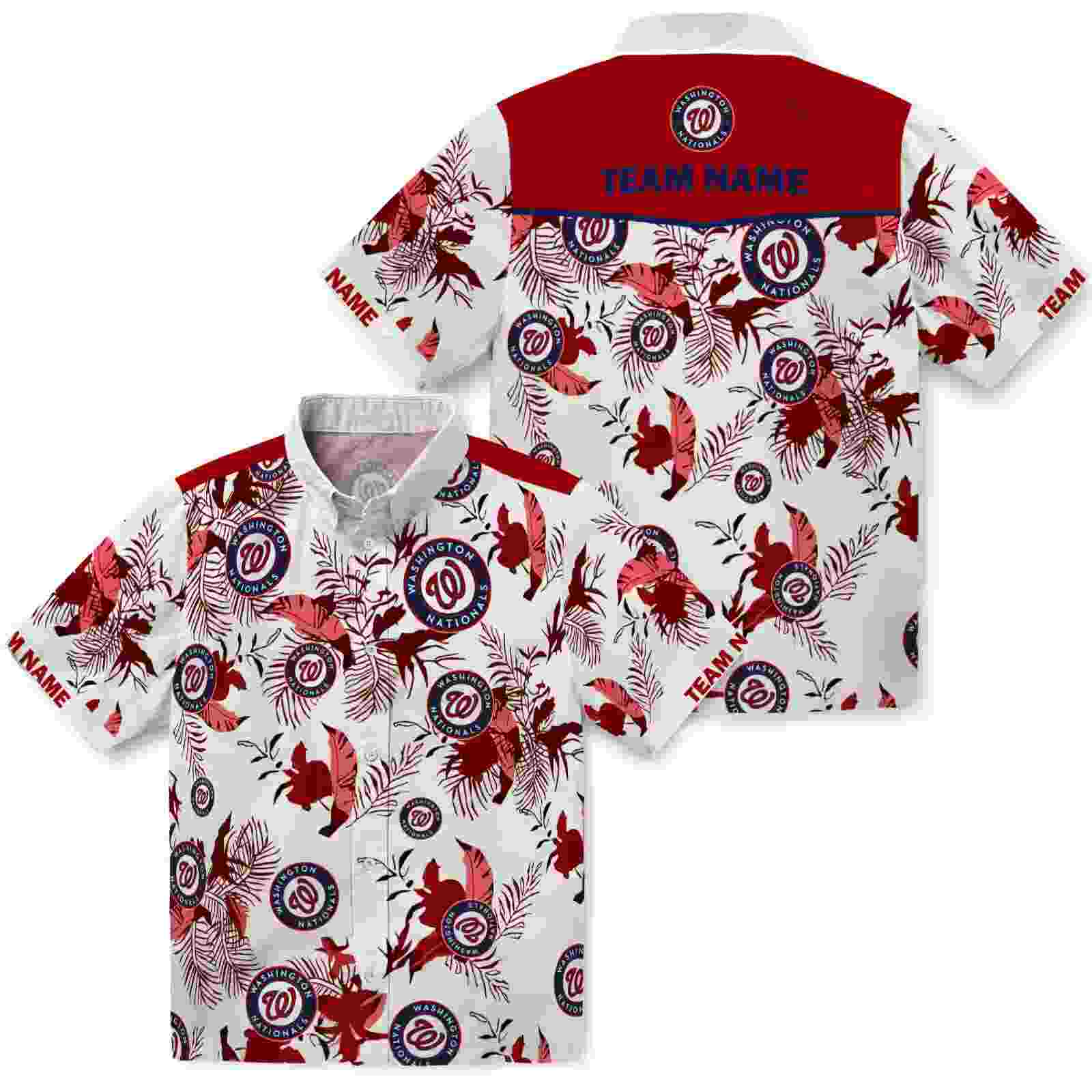 custom washington nationals botanical theme red white hawaiian shirt high quality