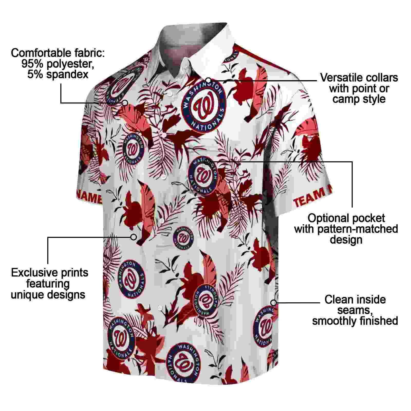 custom washington nationals botanical theme red white hawaiian shirt new arrival