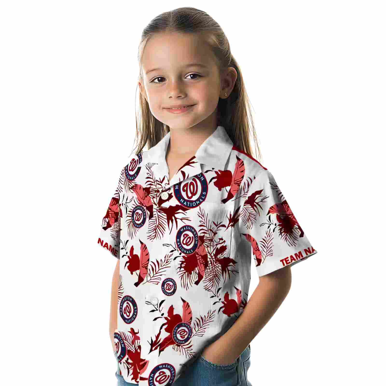 custom washington nationals botanical theme red white hawaiian shirt premium grade