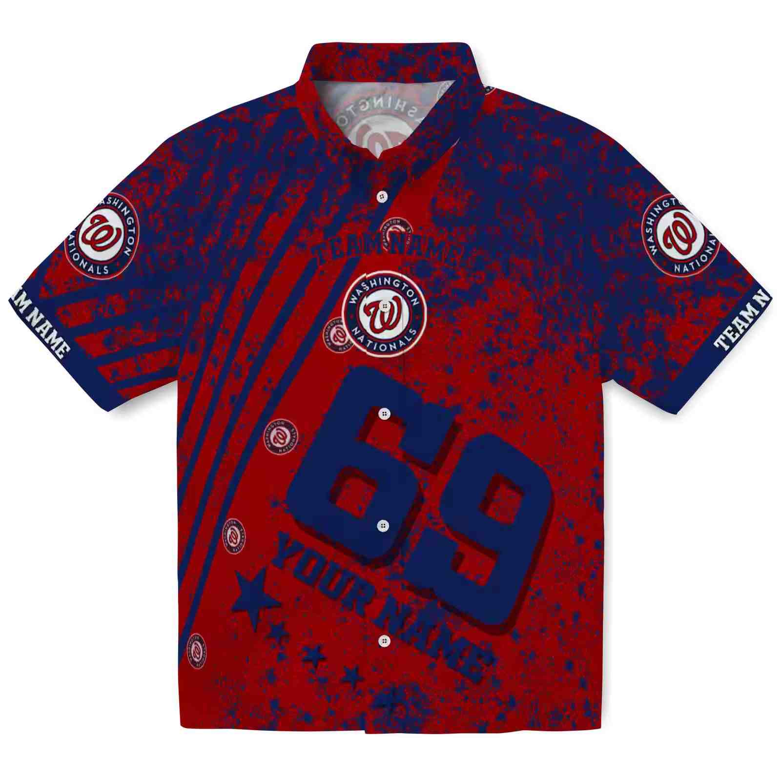 Custom Washington Nationals Star Stripes Red Hawaiian Shirt