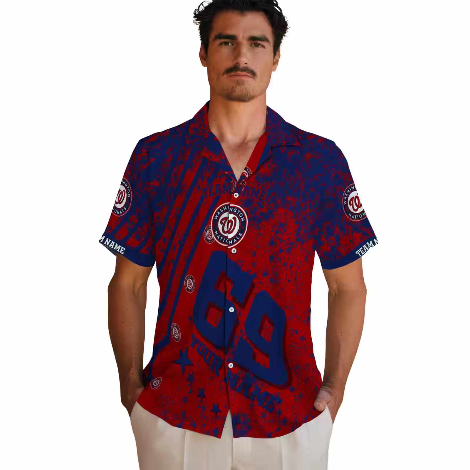 custom washington nationals star stripes red hawaiian shirt fashion forward