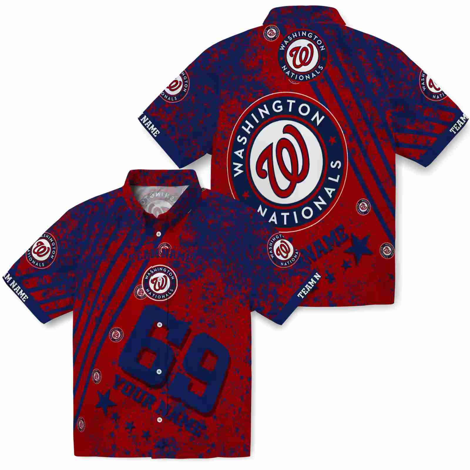 custom washington nationals star stripes red hawaiian shirt high quality