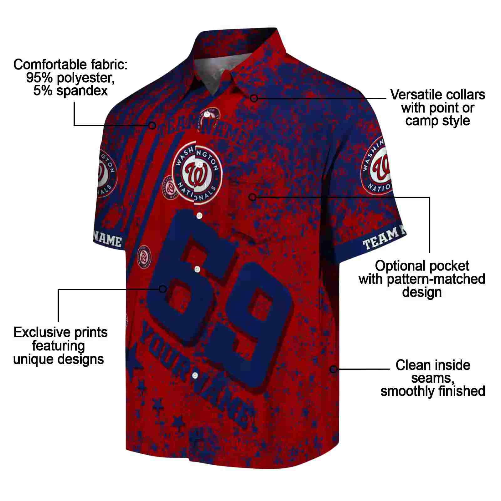 custom washington nationals star stripes red hawaiian shirt new arrival