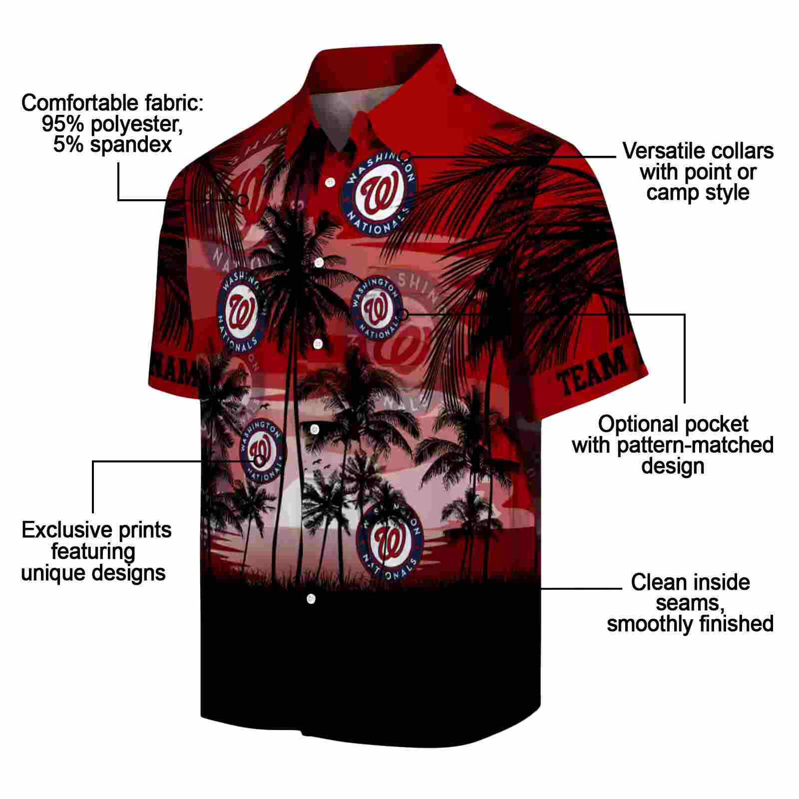 custom washington nationals sunset scene red black hawaiian shirt new arrival