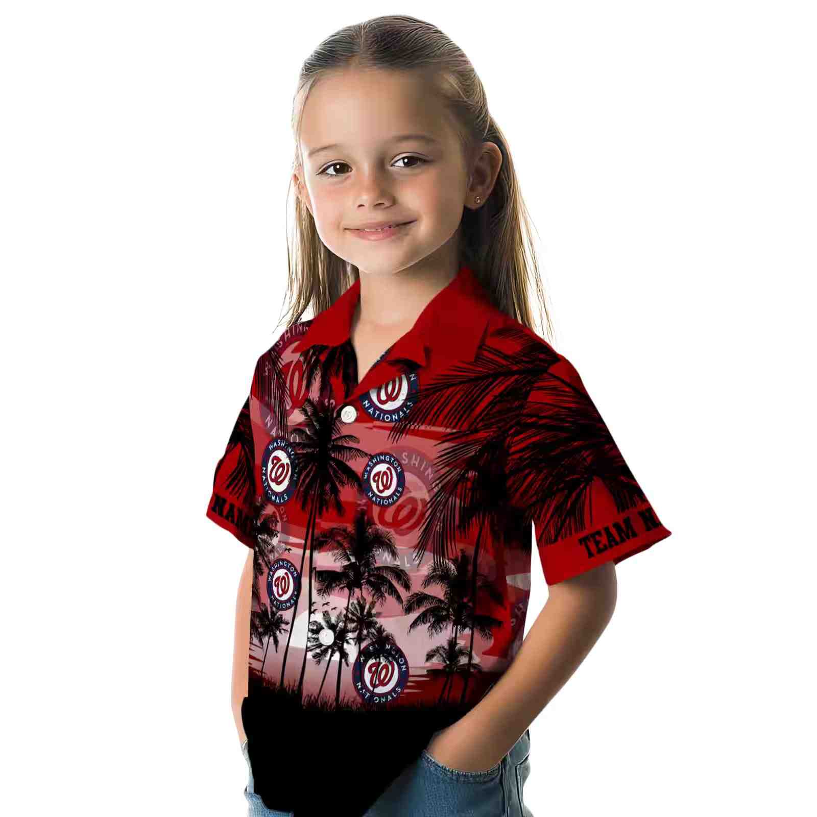 custom washington nationals sunset scene red black hawaiian shirt premium grade