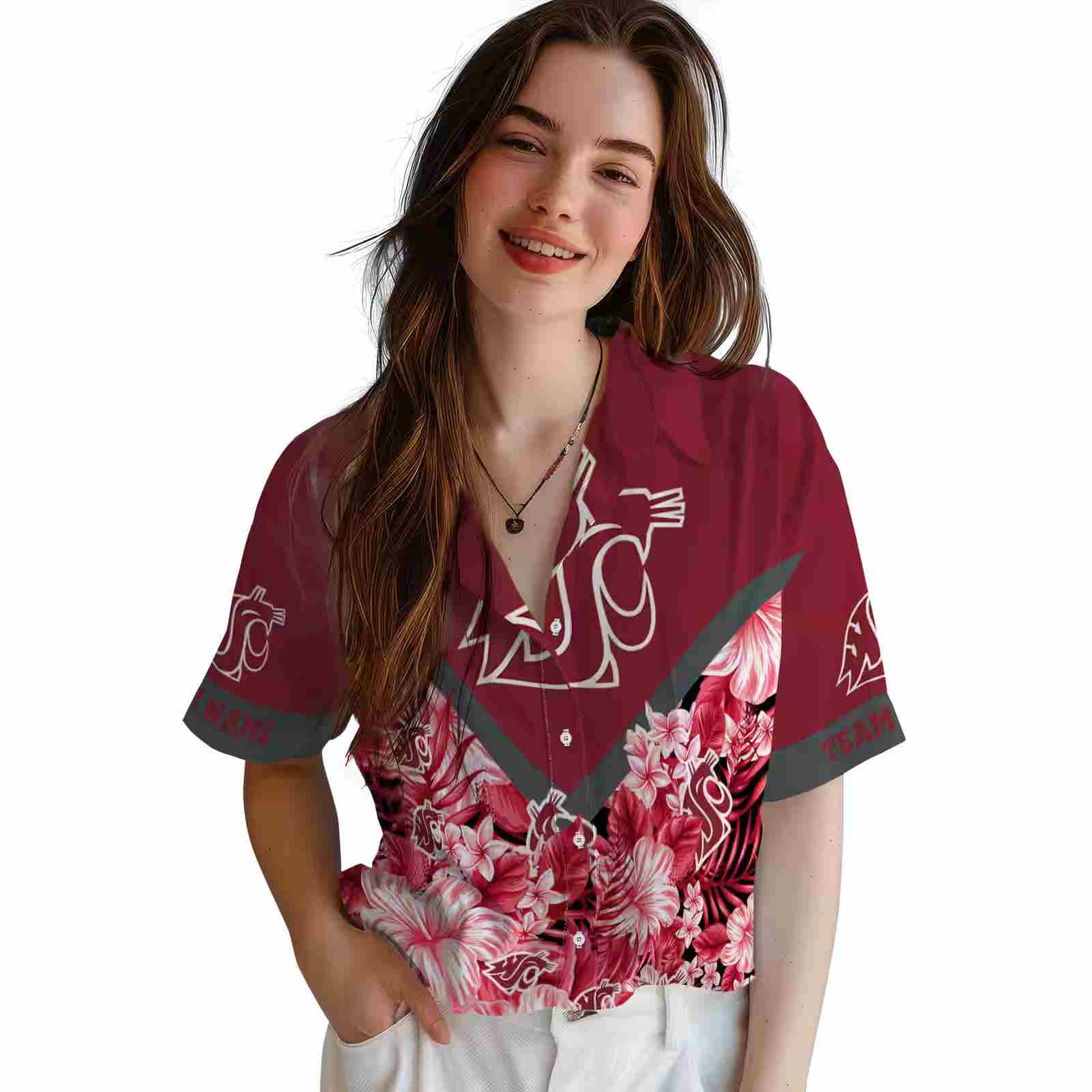 custom washington state cougars floral chevron crimson hawaiian shirt latest model