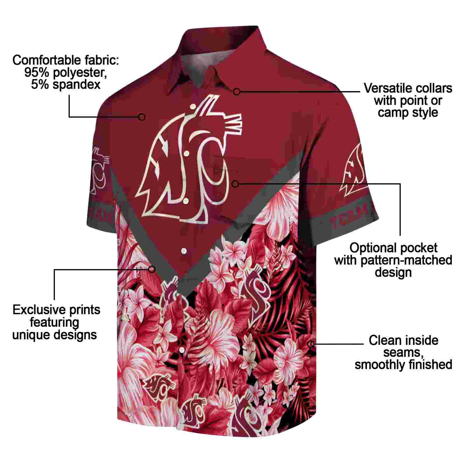 custom washington state cougars floral chevron crimson hawaiian shirt new arrival