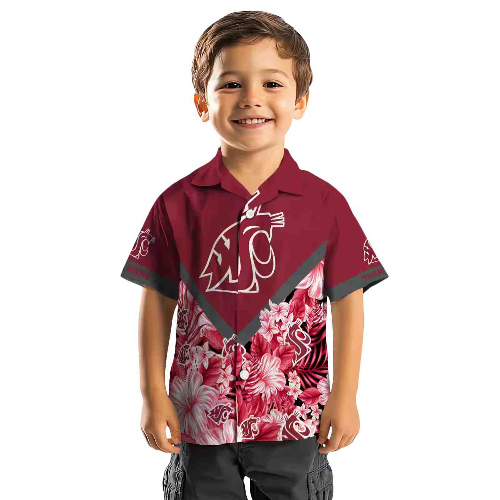 custom washington state cougars floral chevron crimson hawaiian shirt top rated