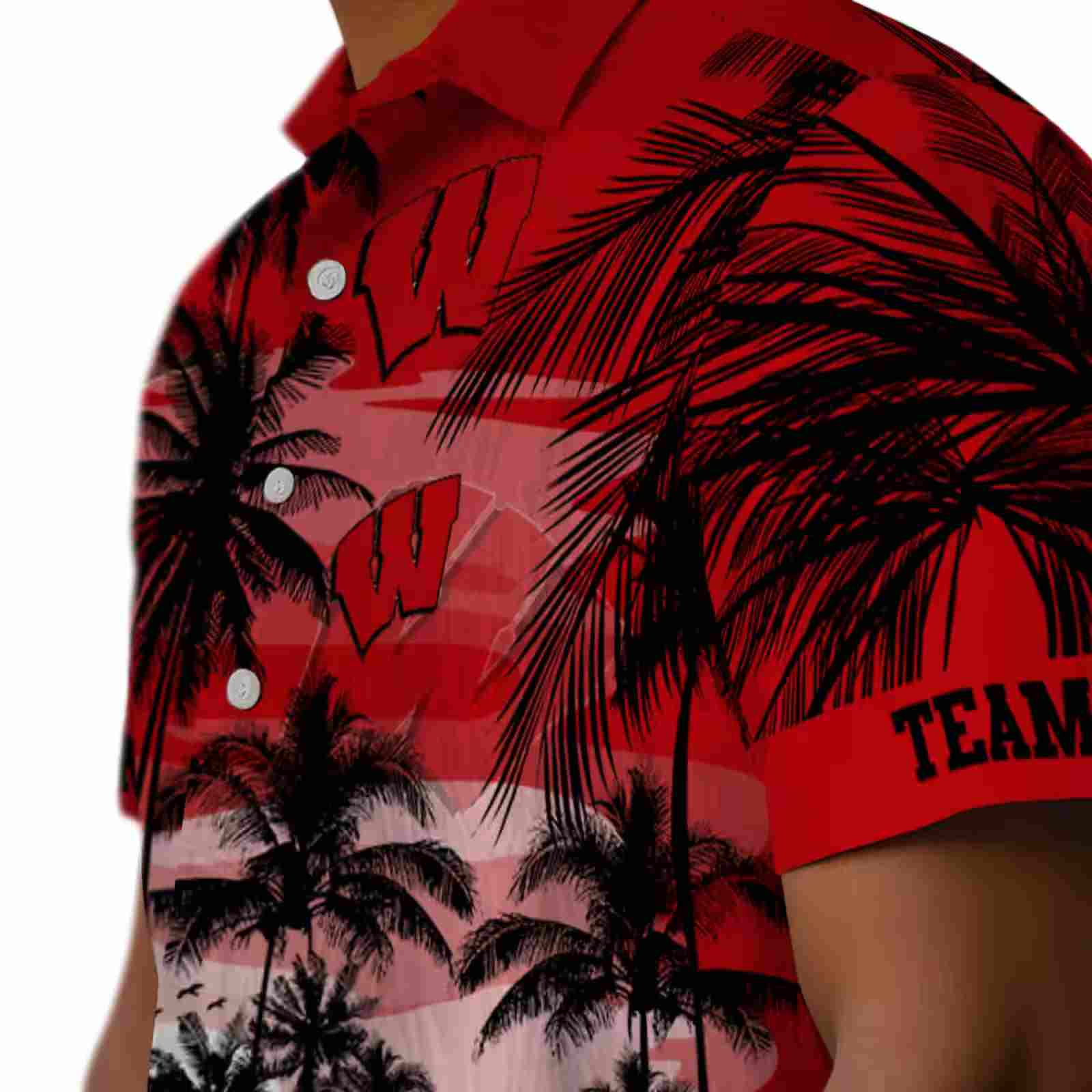 custom wisconsin badgers sunset scene red black hawaiian shirt trendy