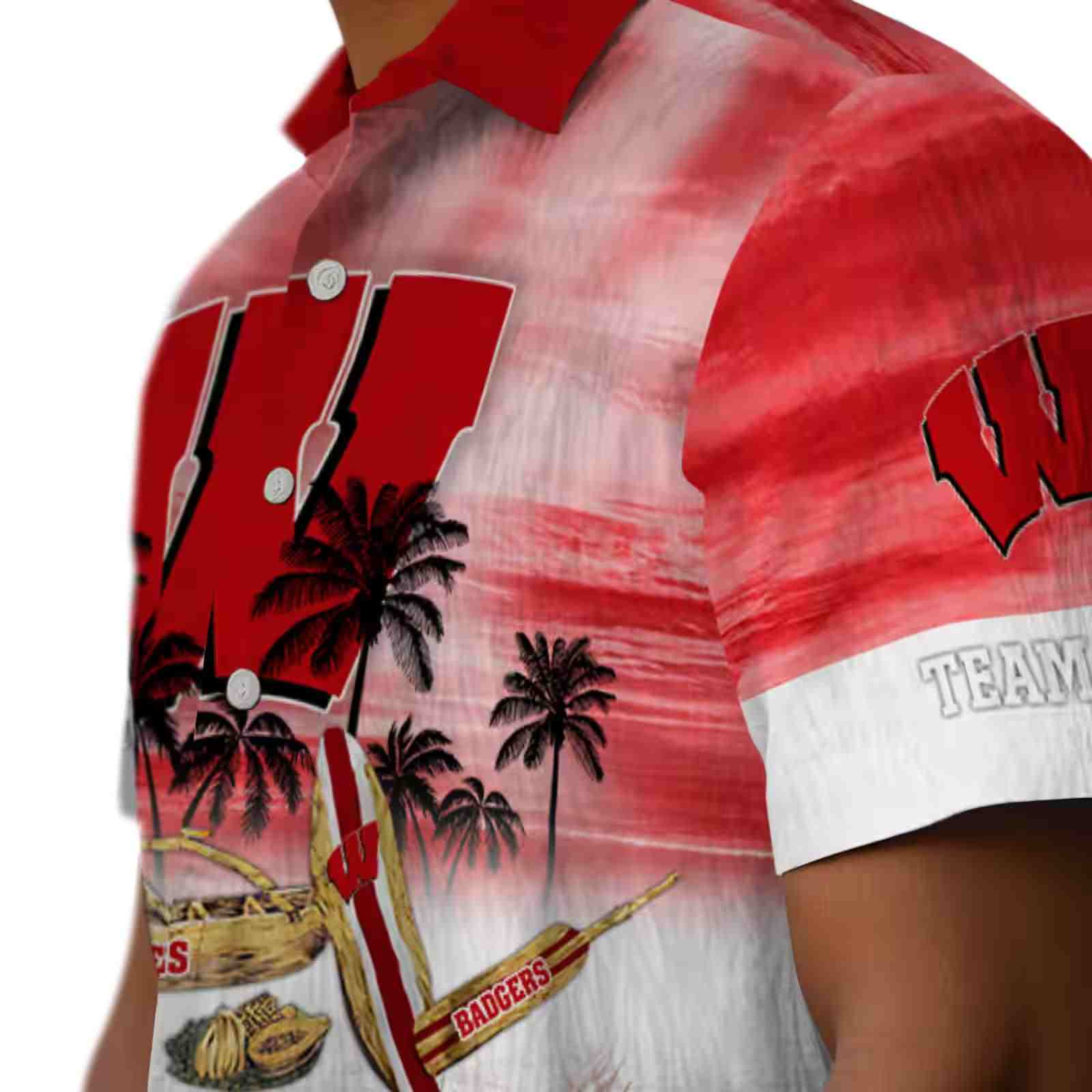 custom wisconsin badgers tropical canoe red hawaiian shirt trendy