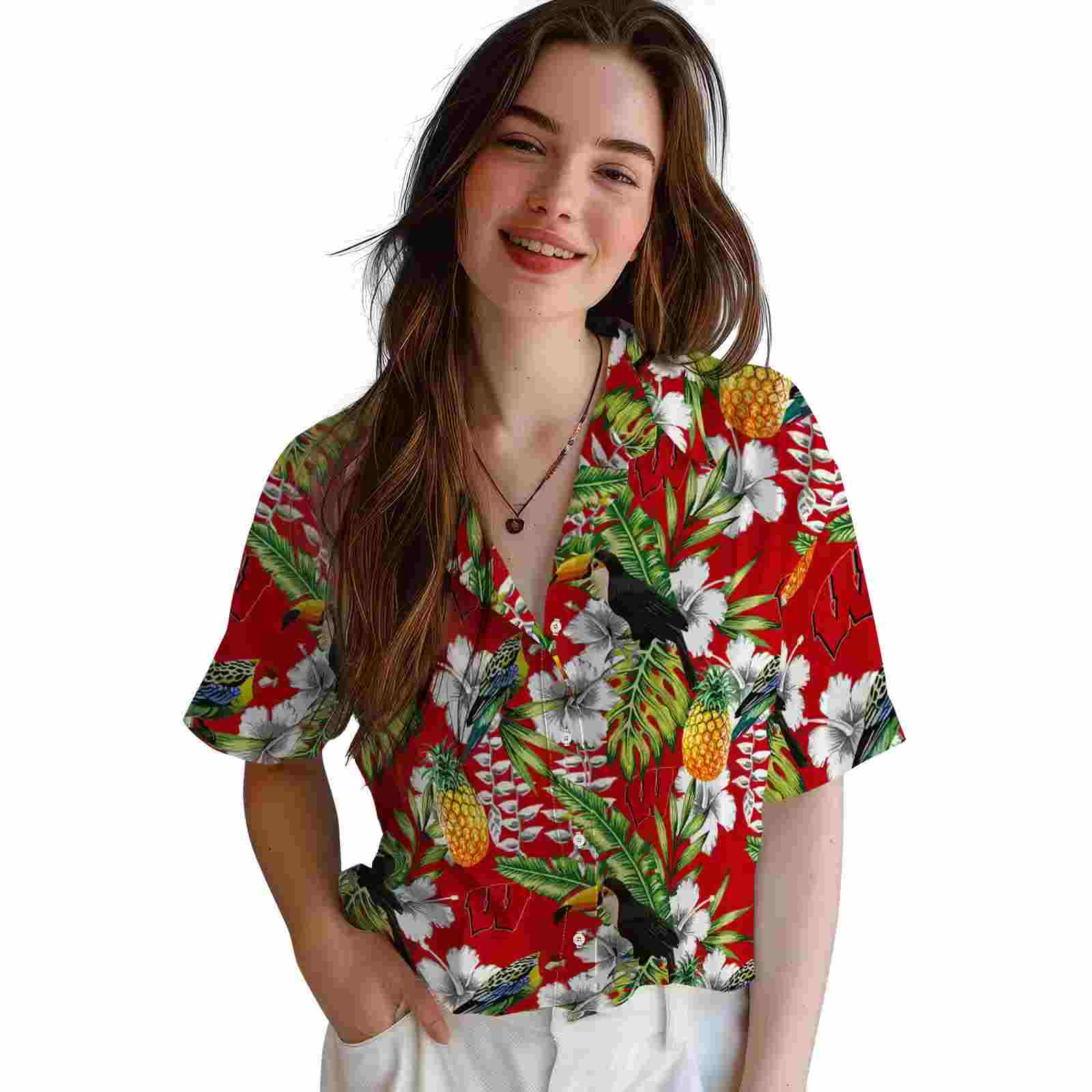 custom wisconsin badgers tropical toucan red green hawaiian shirt latest model