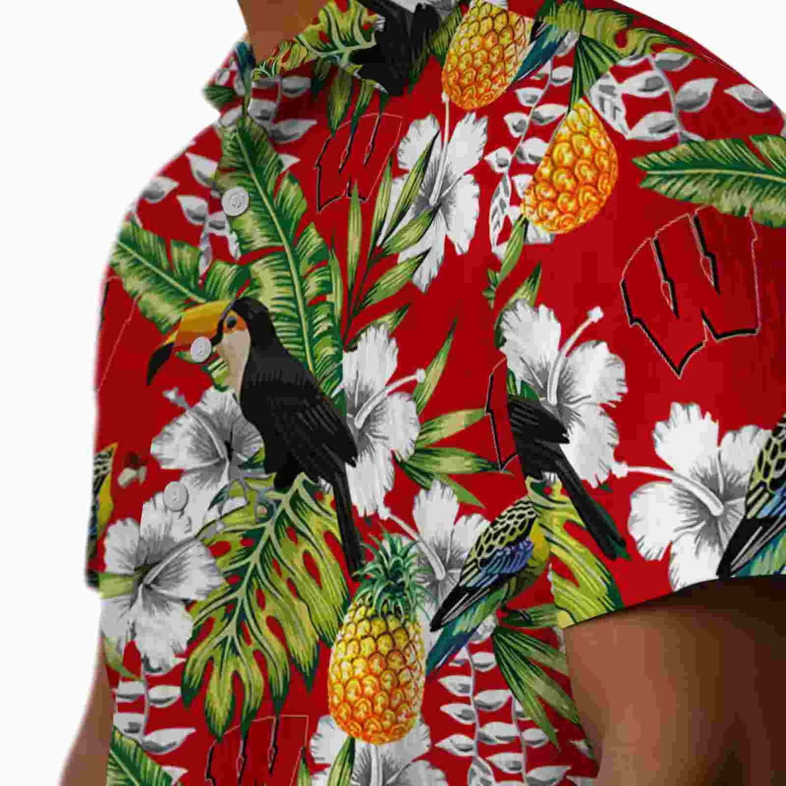 custom wisconsin badgers tropical toucan red green hawaiian shirt trendy