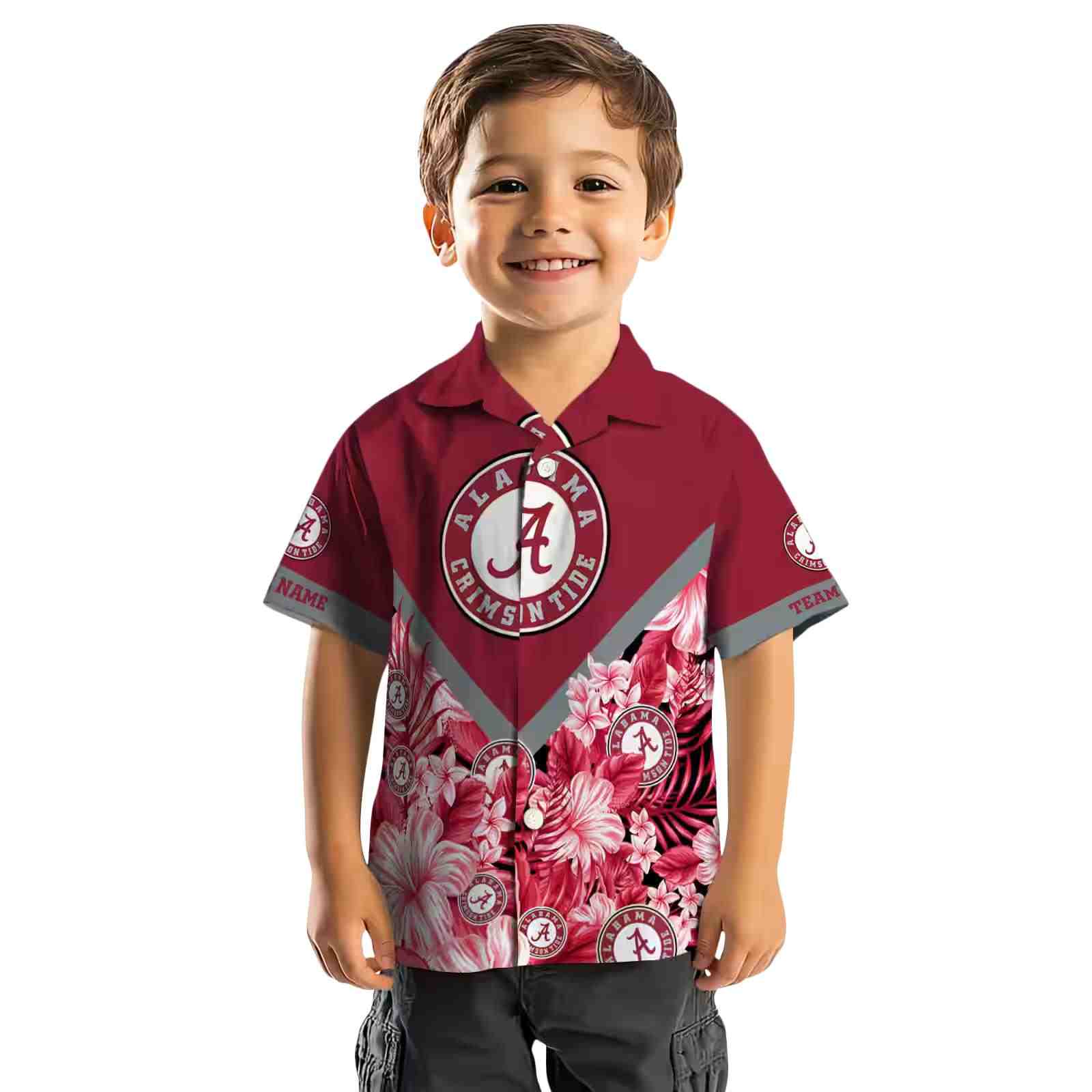 customized alabama crimson tide floral chevron crimson hawaiian shirt top rated