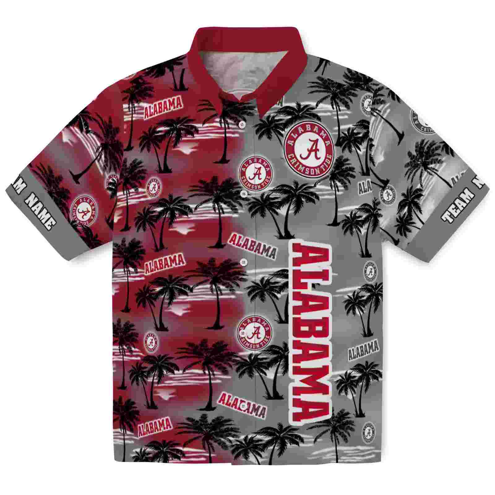 Customized Alabama Crimson Tide Palm Silhouettes Crimson Hawaiian Shirt