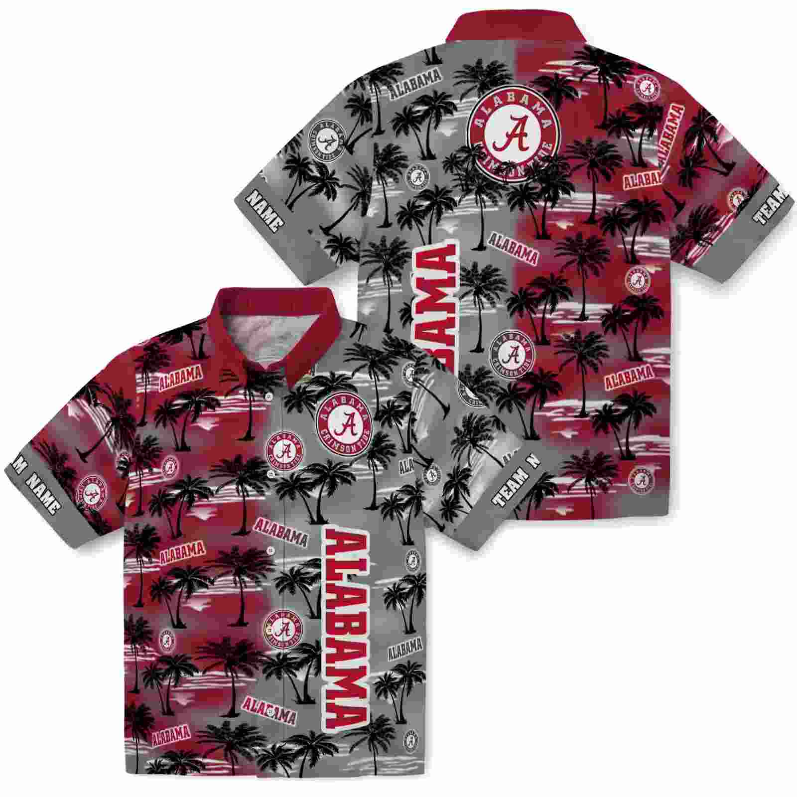 customized alabama crimson tide palm silhouettes crimson hawaiian shirt high quality