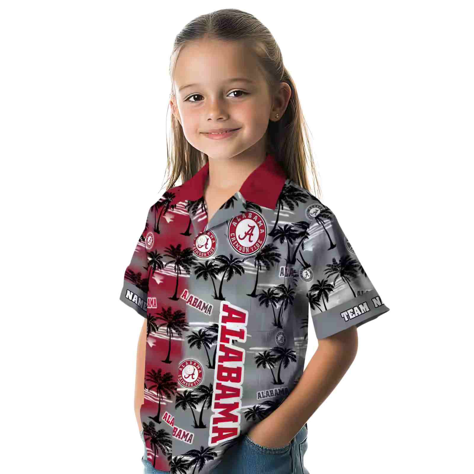 customized alabama crimson tide palm silhouettes crimson hawaiian shirt premium grade