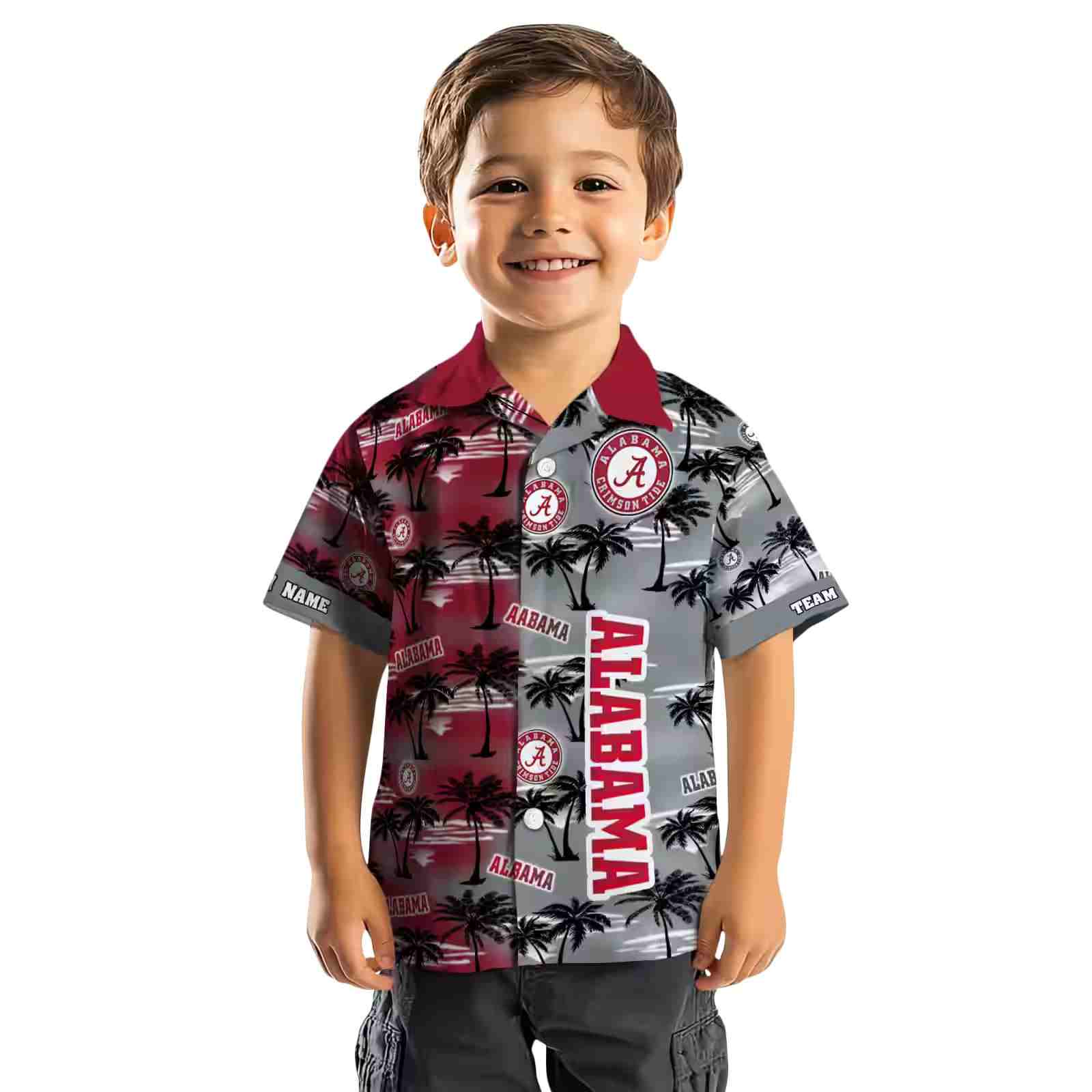 customized alabama crimson tide palm silhouettes crimson hawaiian shirt top rated