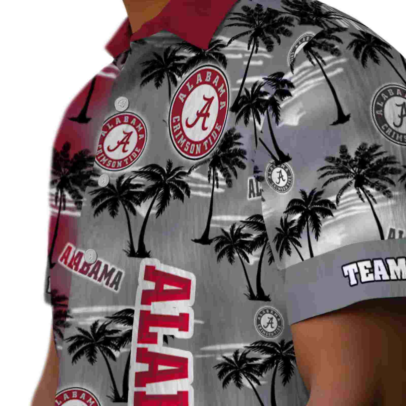 customized alabama crimson tide palm silhouettes crimson hawaiian shirt trendy