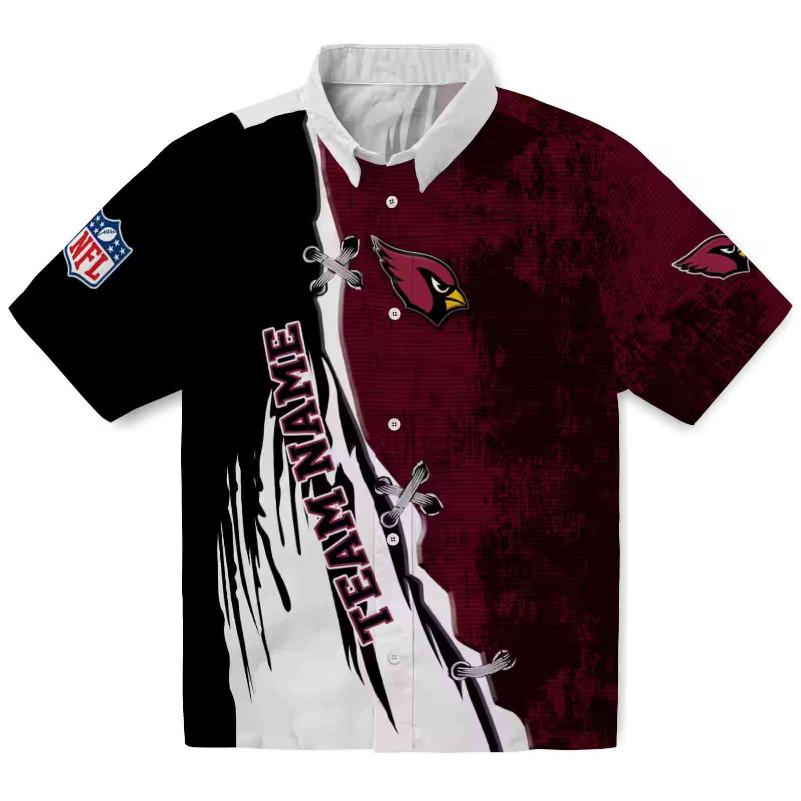 Customized Arizona Cardinals Edgy Streaks Red White Hawaiian Shirt