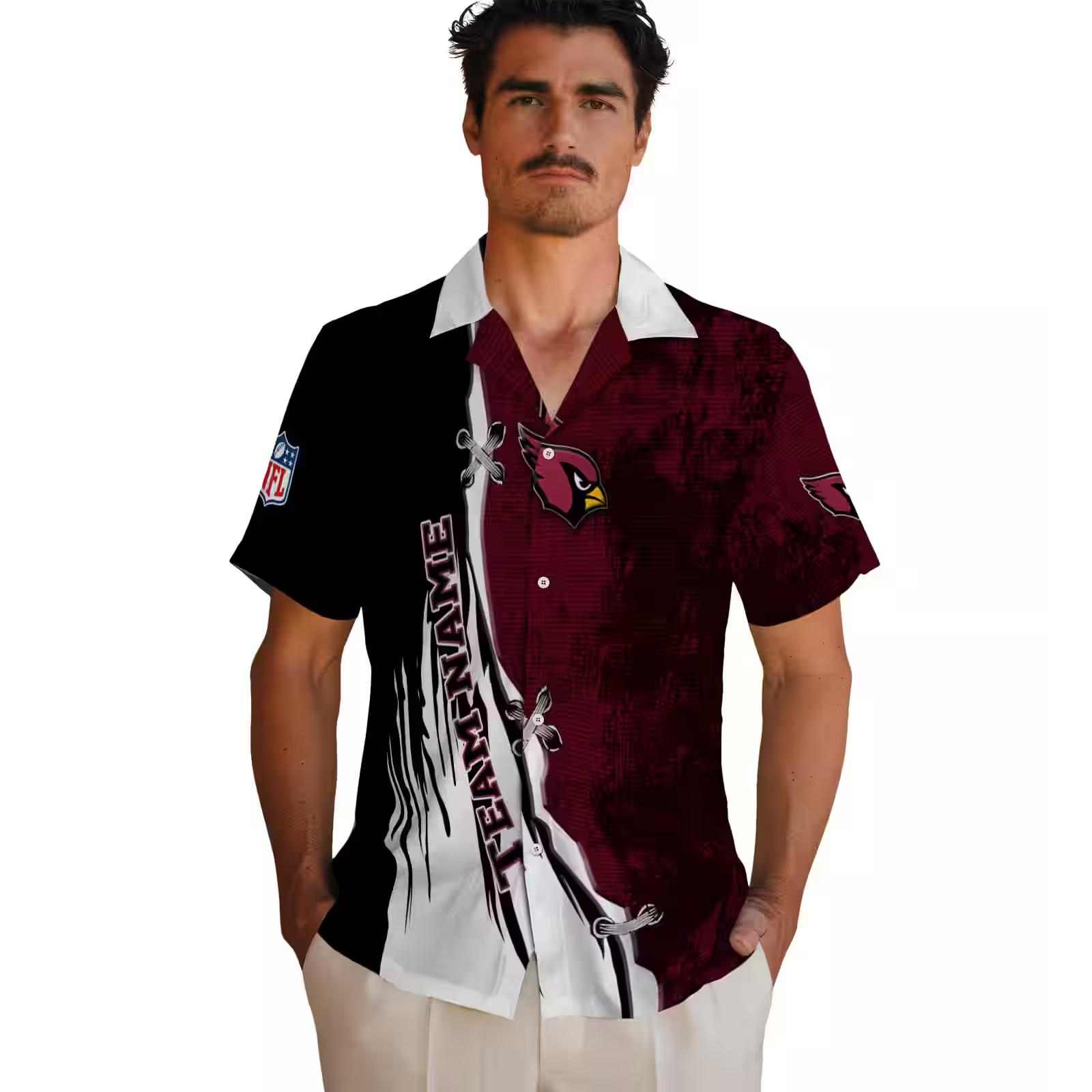 customized arizona cardinals edgy streaks red white hawaiian shirt fashion forward