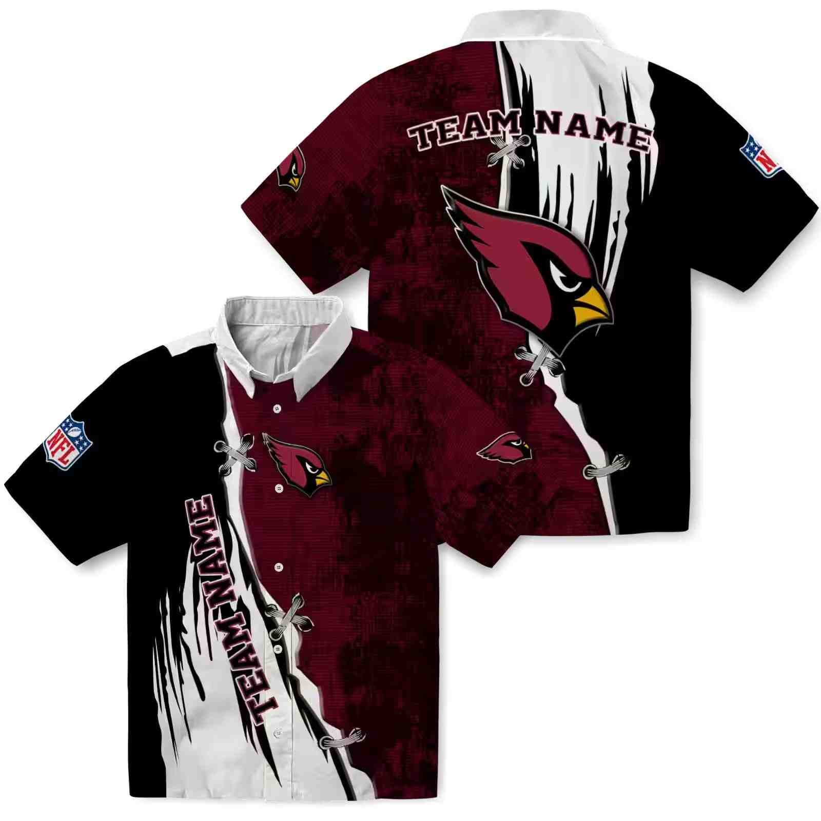 customized arizona cardinals edgy streaks red white hawaiian shirt high quality