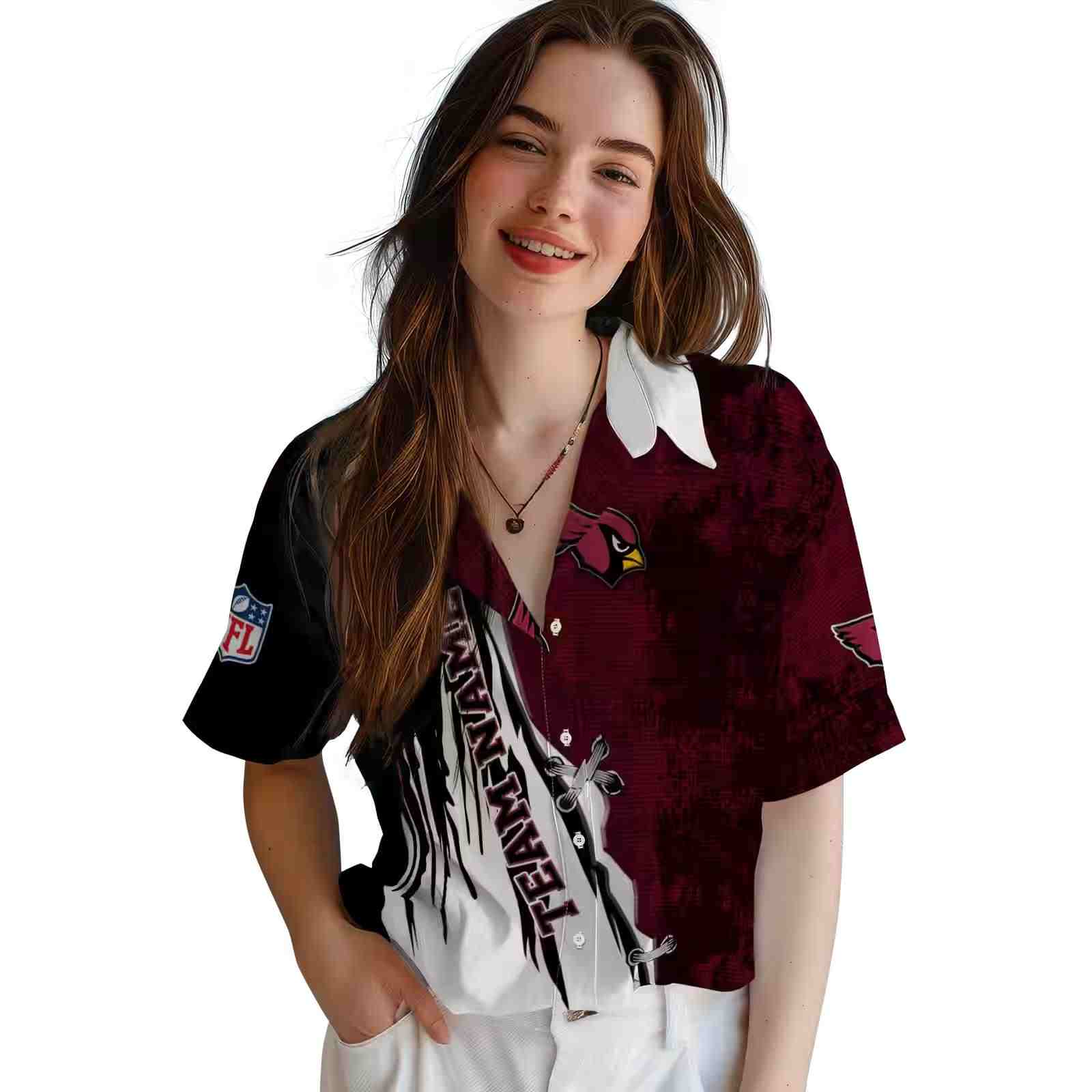 customized arizona cardinals edgy streaks red white hawaiian shirt latest model