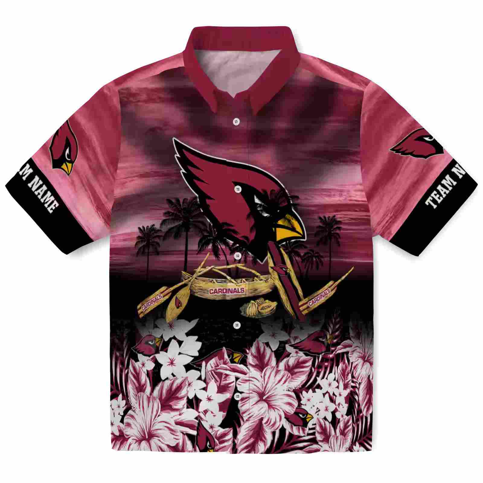 Customized Arizona Cardinals Tropical Canoe Red Hawaiian Shirt