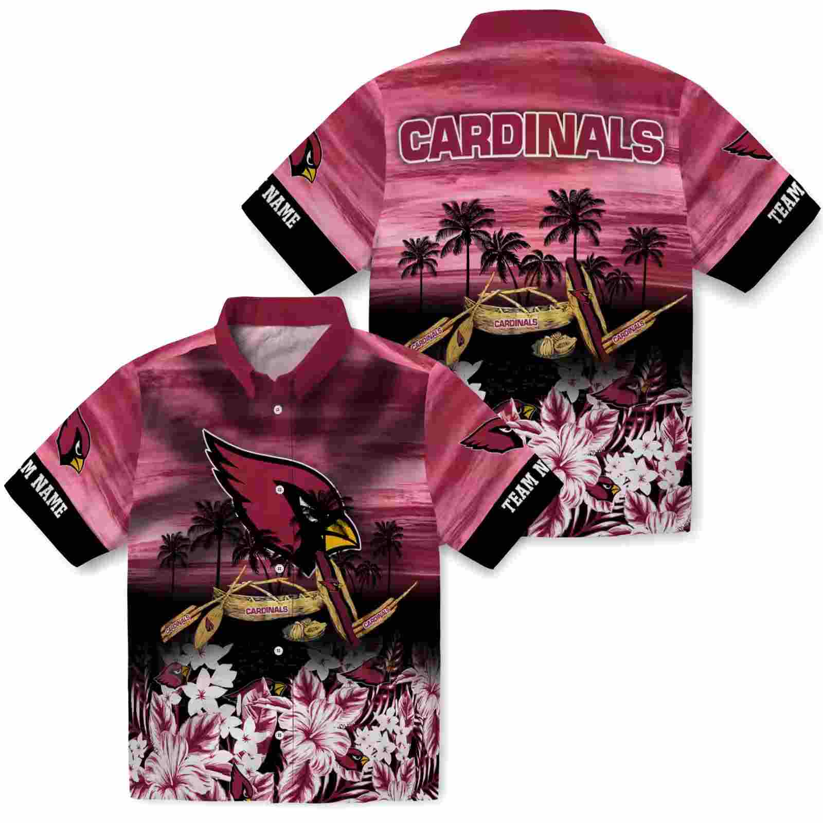 customized arizona cardinals tropical canoe red hawaiian shirt high quality