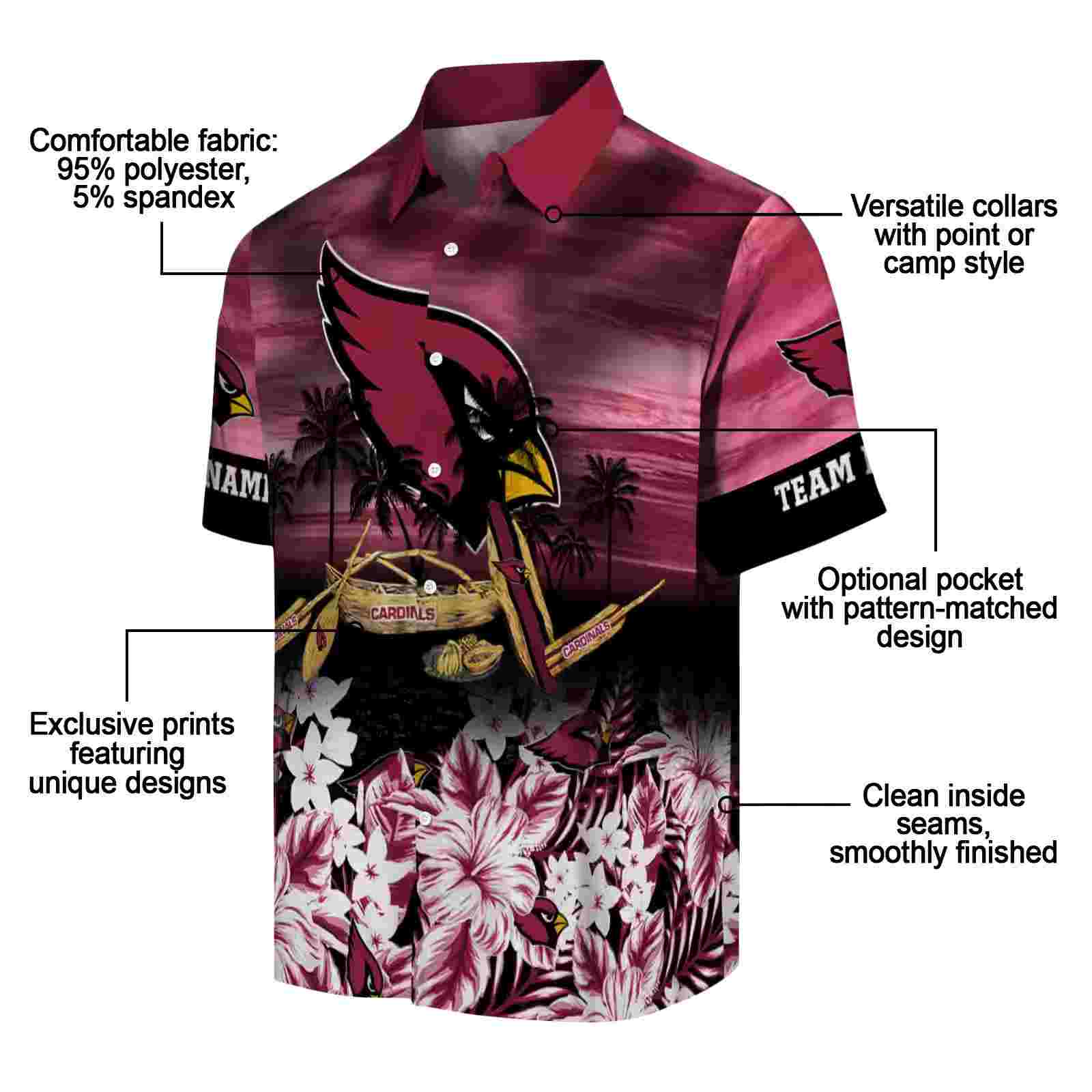 customized arizona cardinals tropical canoe red hawaiian shirt new arrival