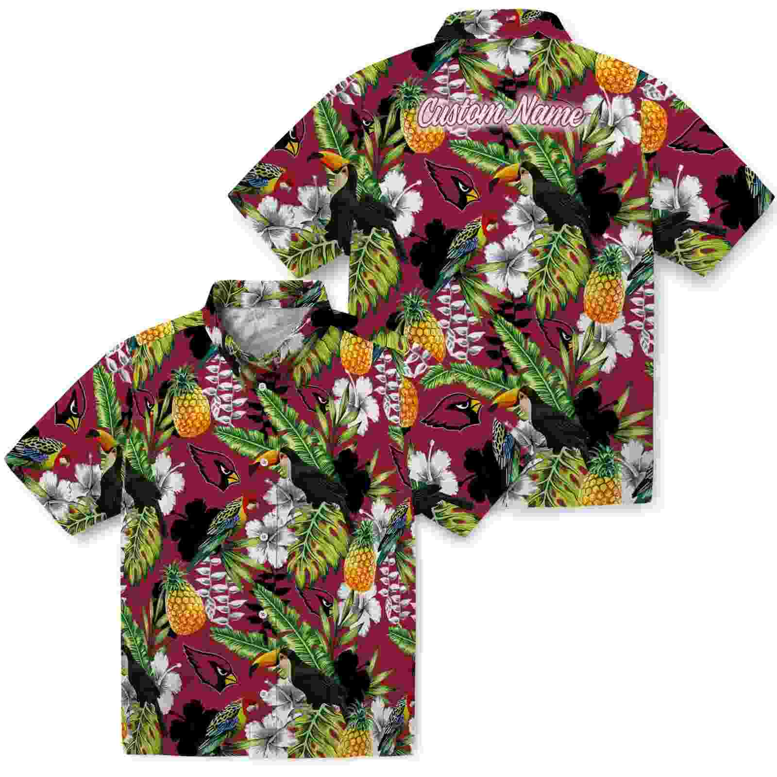 customized arizona cardinals tropical toucan red green hawaiian shirt high quality