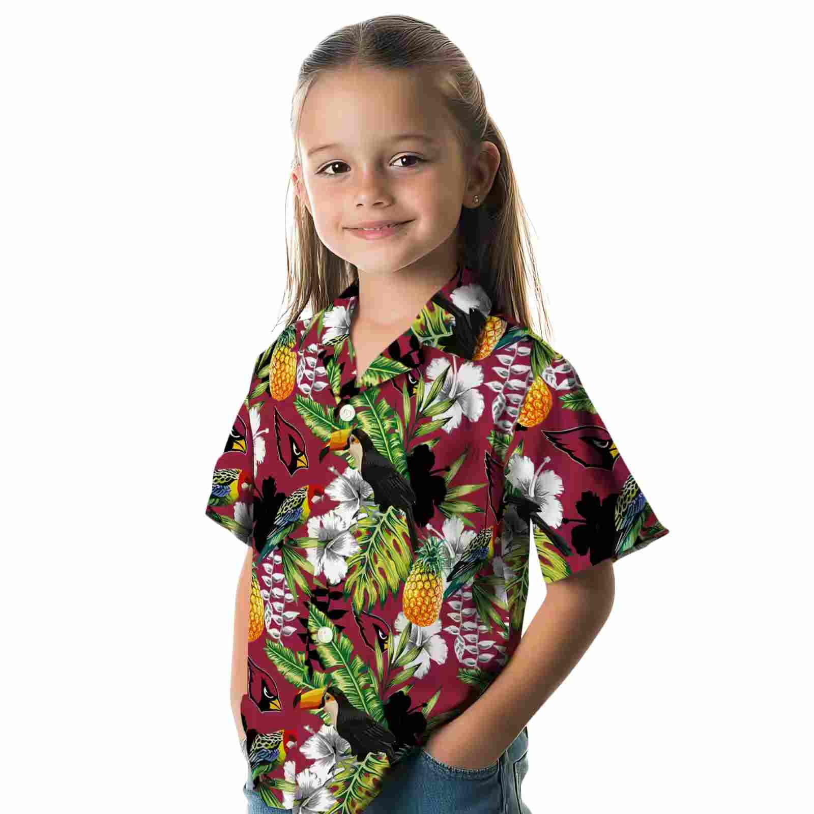 customized arizona cardinals tropical toucan red green hawaiian shirt premium grade