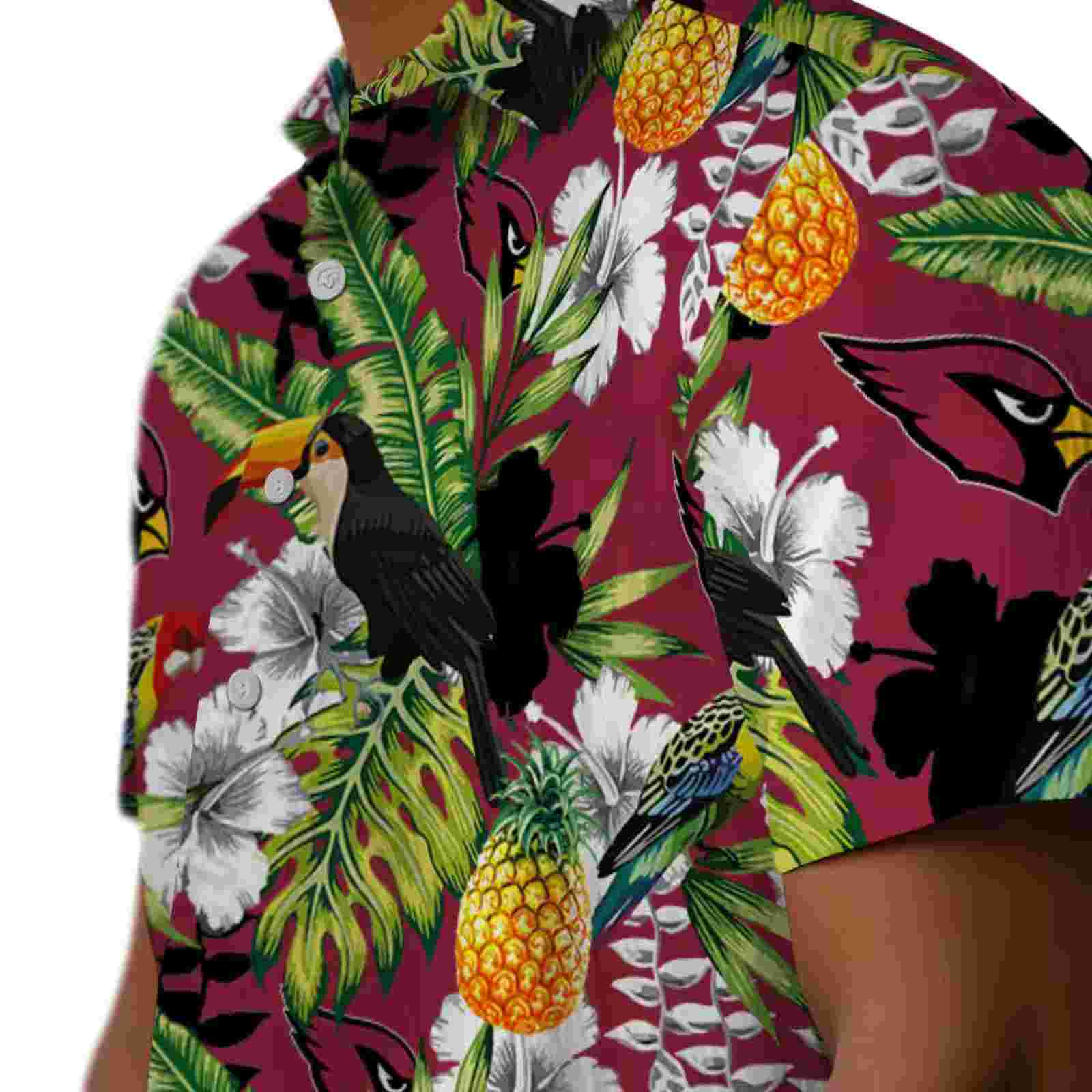 customized arizona cardinals tropical toucan red green hawaiian shirt trendy