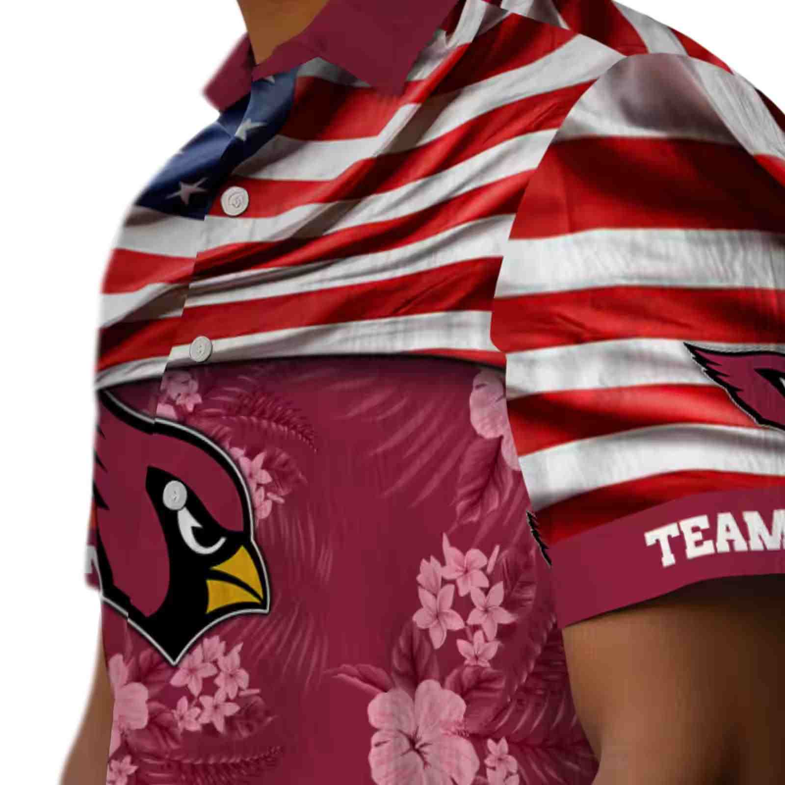 customized arizona cardinals us flag hibiscus red hawaiian shirt trendy