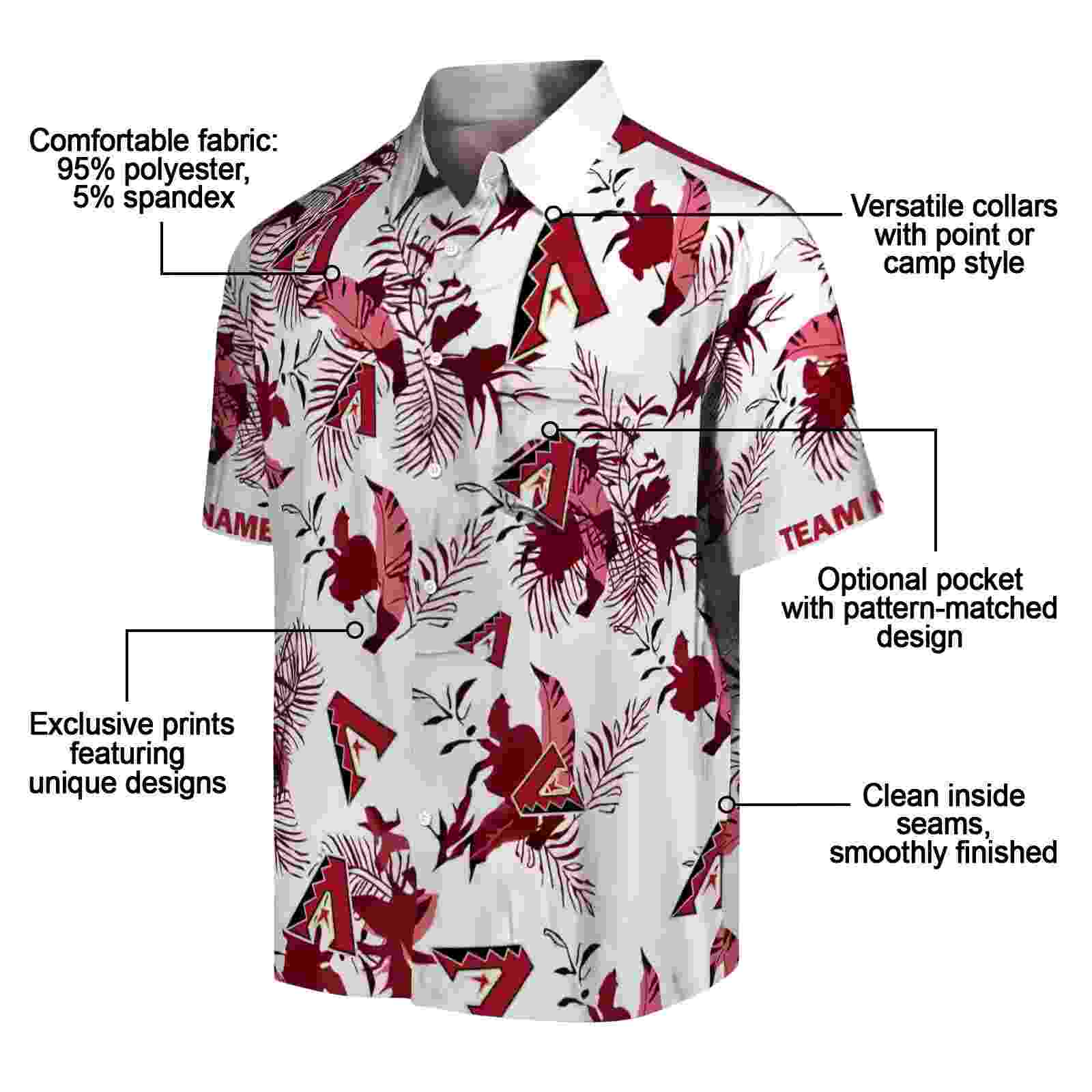 customized arizona diamondbacks botanical theme red white hawaiian shirt new arrival