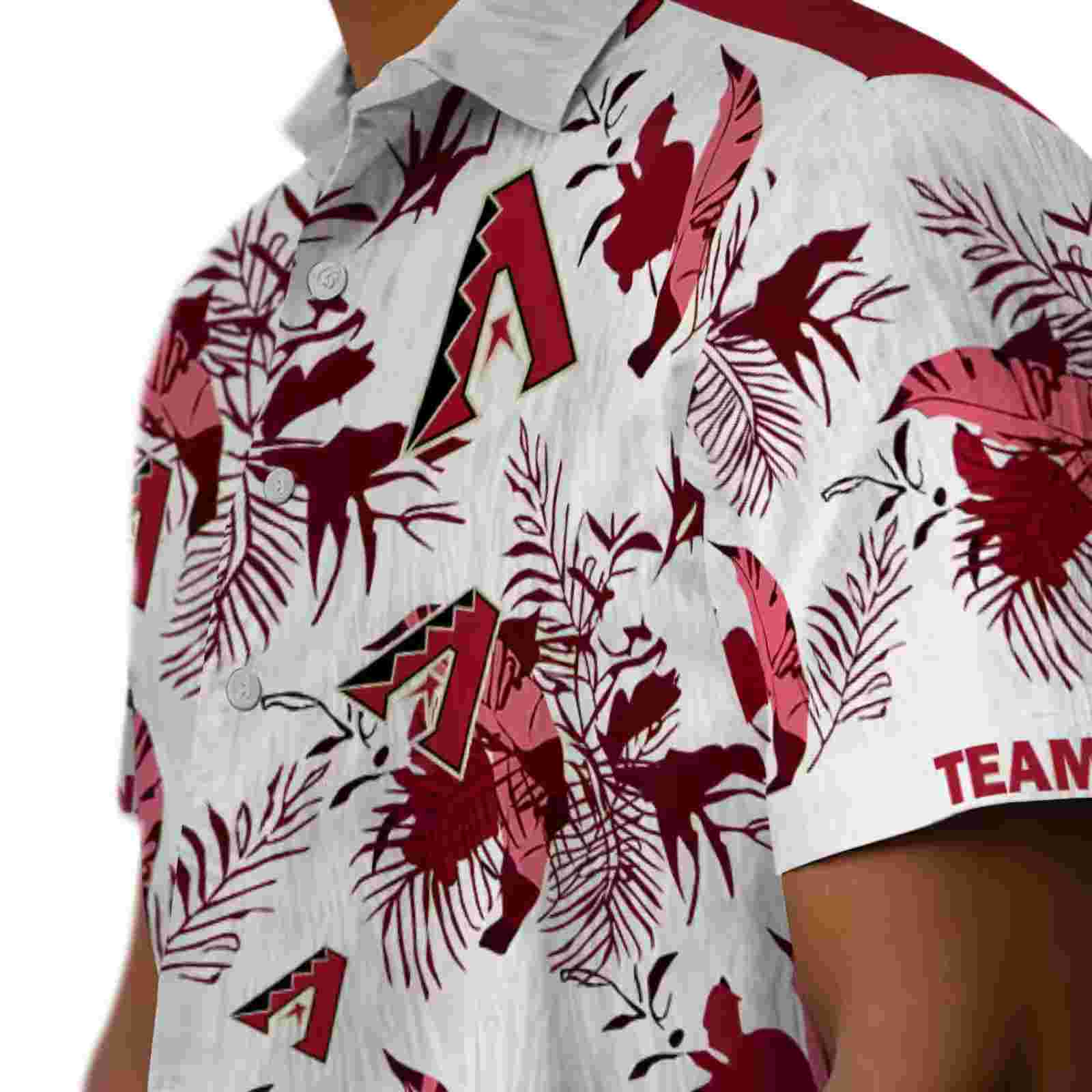 customized arizona diamondbacks botanical theme red white hawaiian shirt trendy