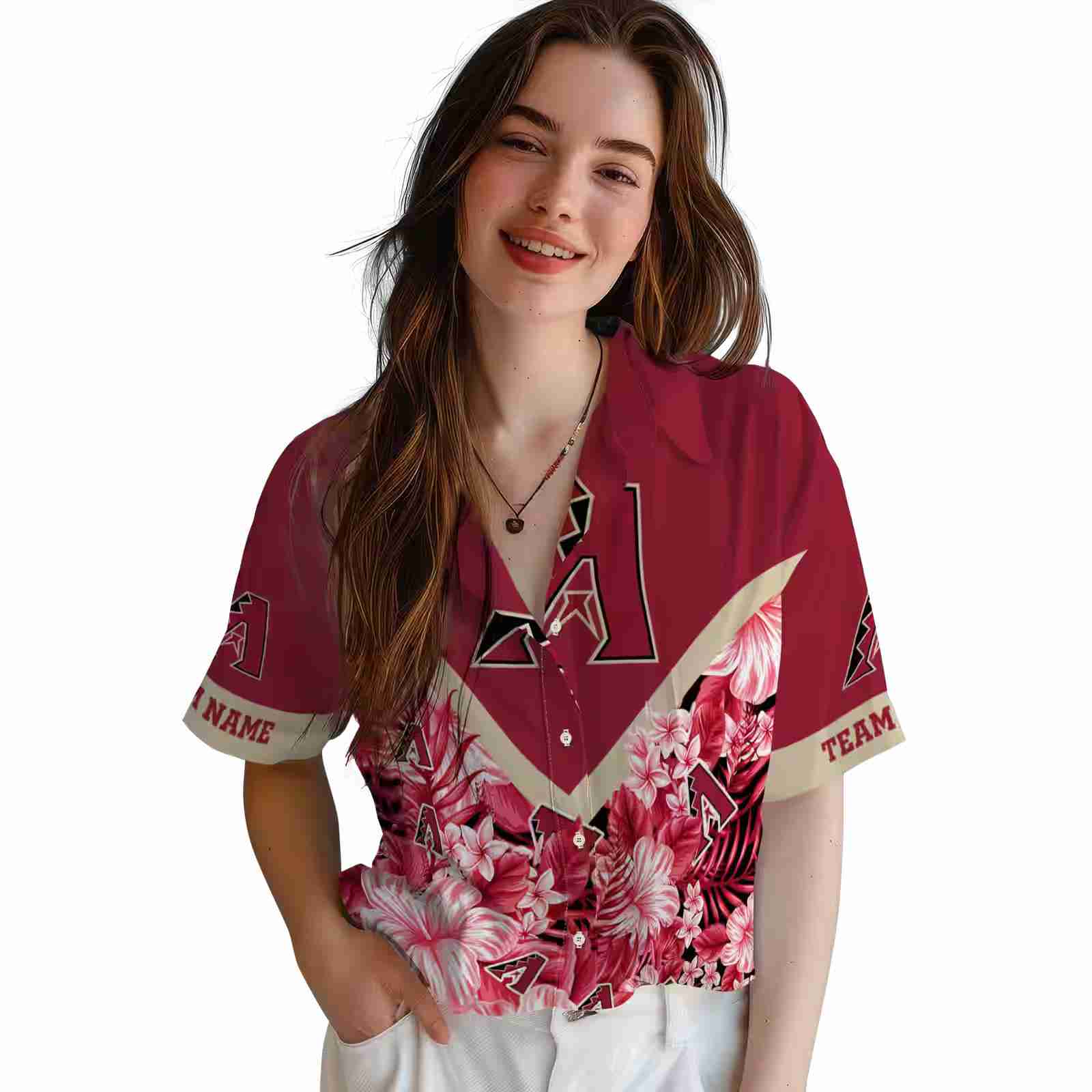 customized arizona diamondbacks floral chevron red hawaiian shirt latest model