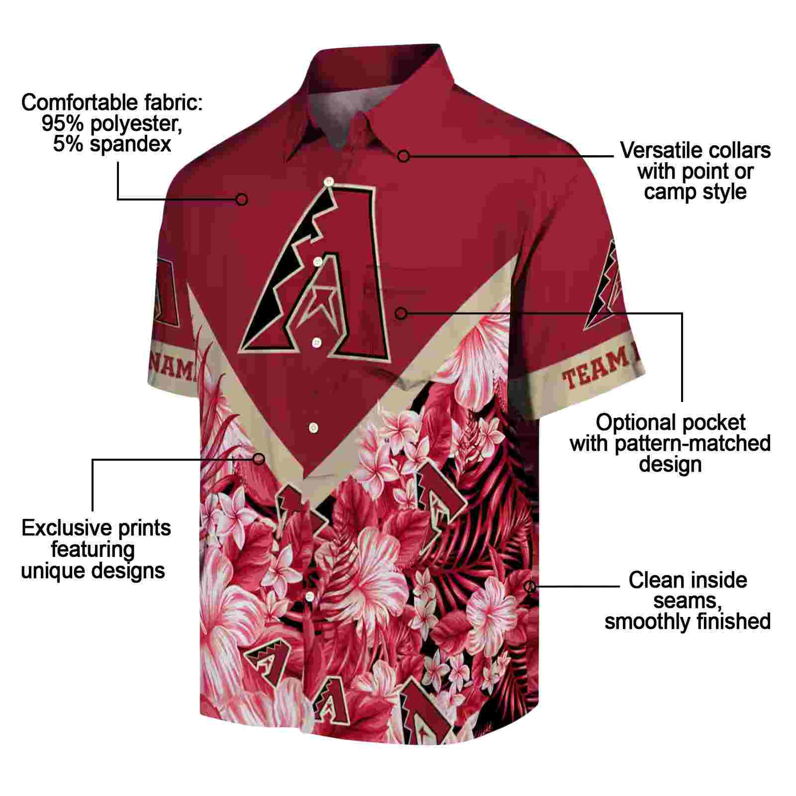 customized arizona diamondbacks floral chevron red hawaiian shirt new arrival