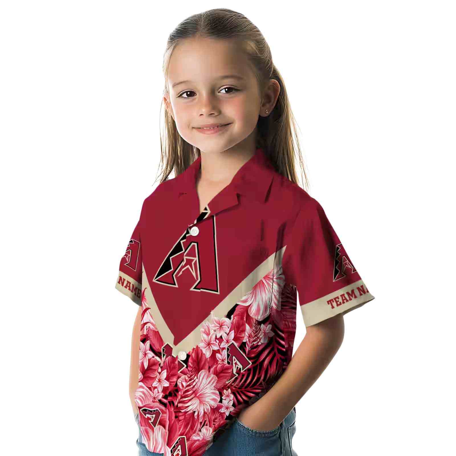 customized arizona diamondbacks floral chevron red hawaiian shirt premium grade