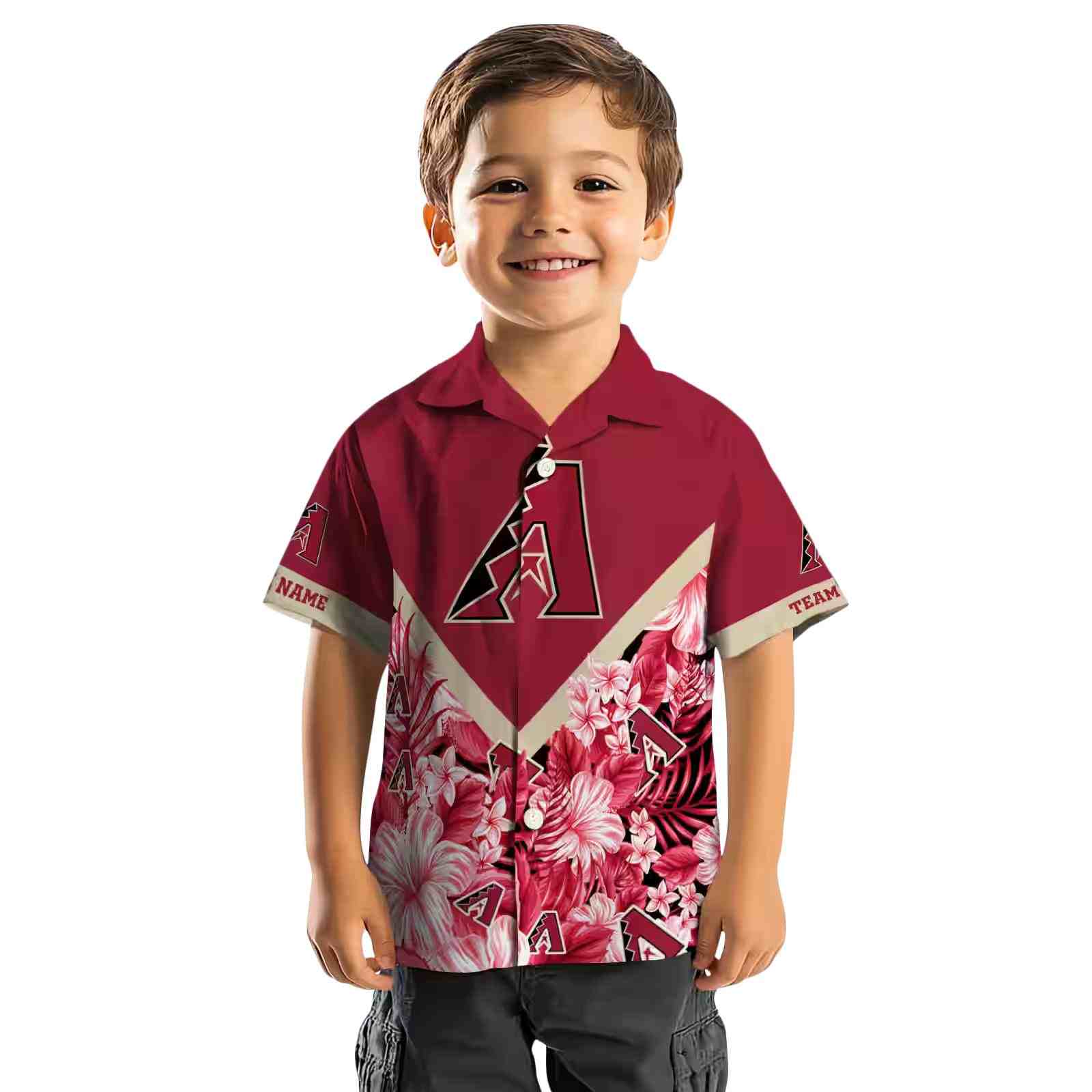 customized arizona diamondbacks floral chevron red hawaiian shirt top rated