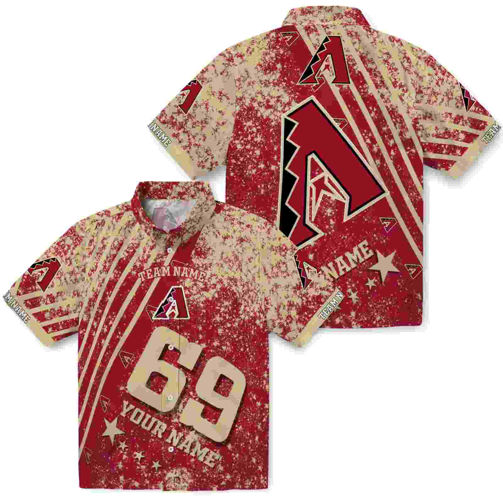 customized arizona diamondbacks star stripes red hawaiian shirt high quality