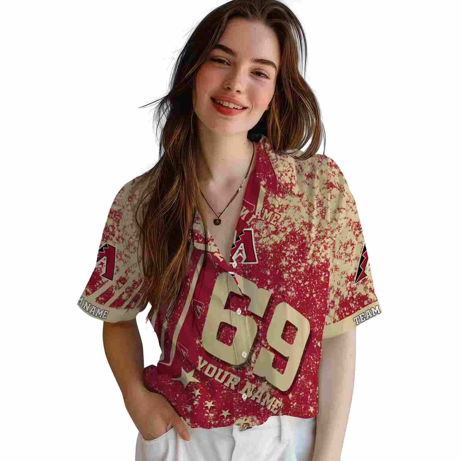 customized arizona diamondbacks star stripes red hawaiian shirt latest model