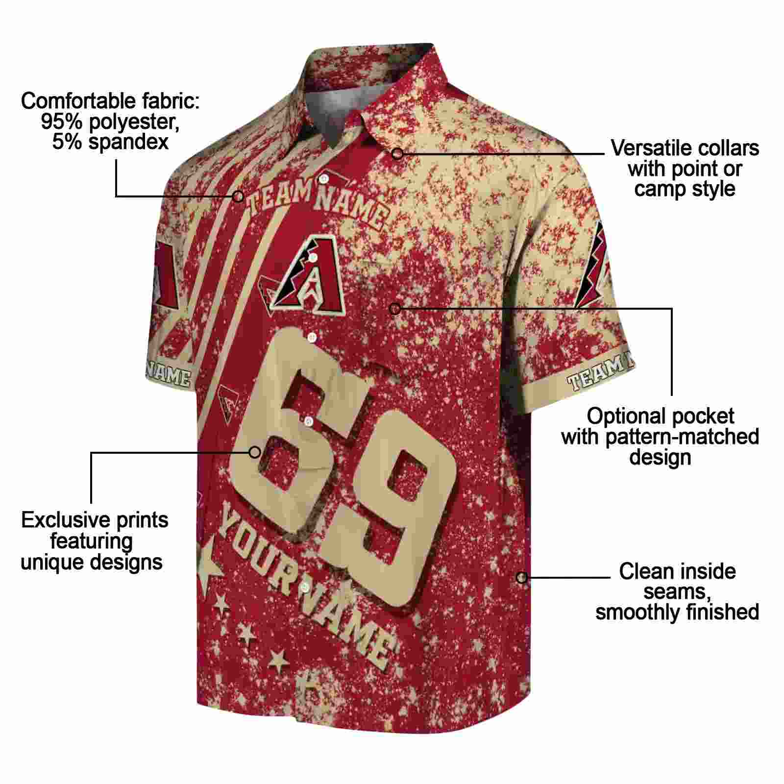 customized arizona diamondbacks star stripes red hawaiian shirt new arrival