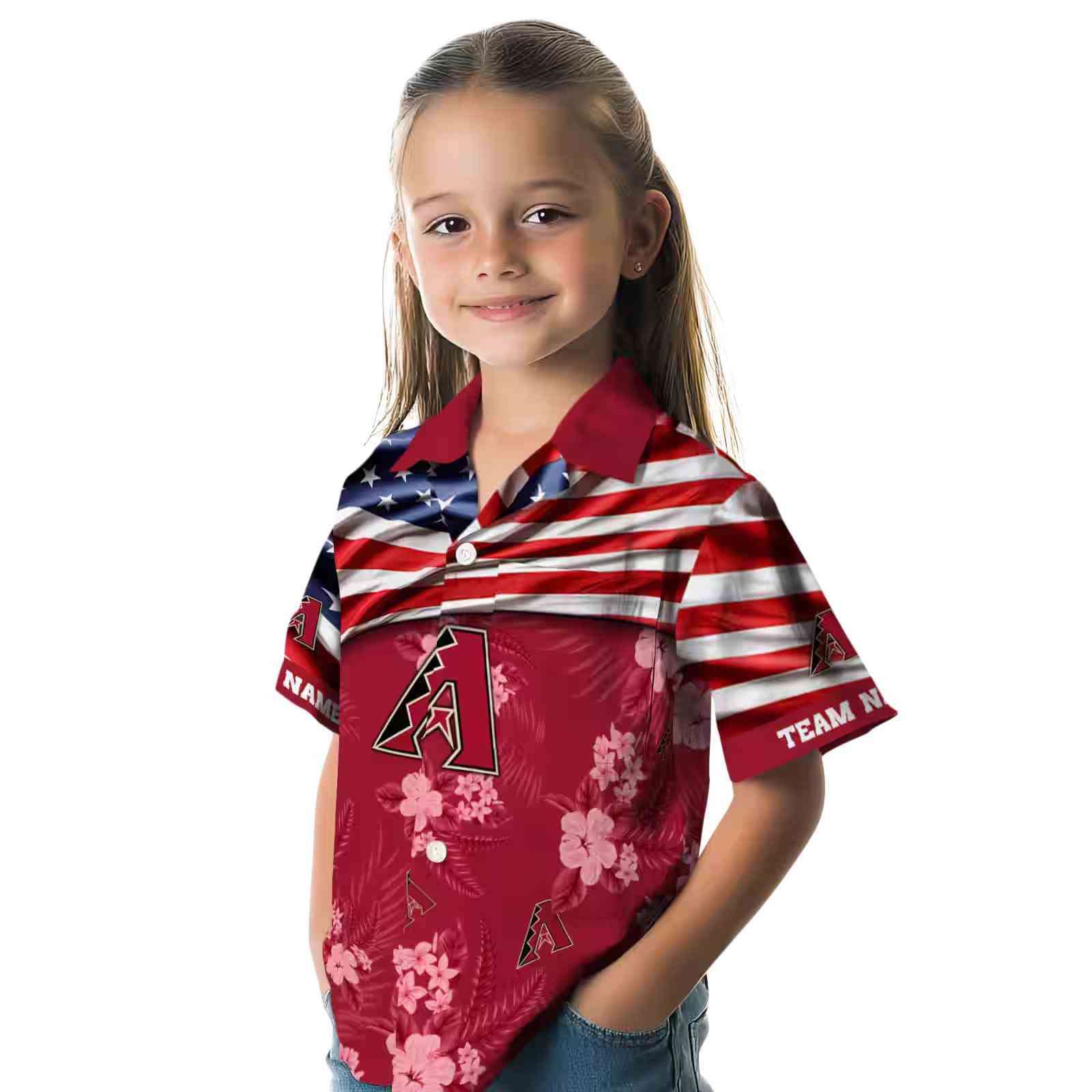 customized arizona diamondbacks us flag hibiscus red hawaiian shirt premium grade