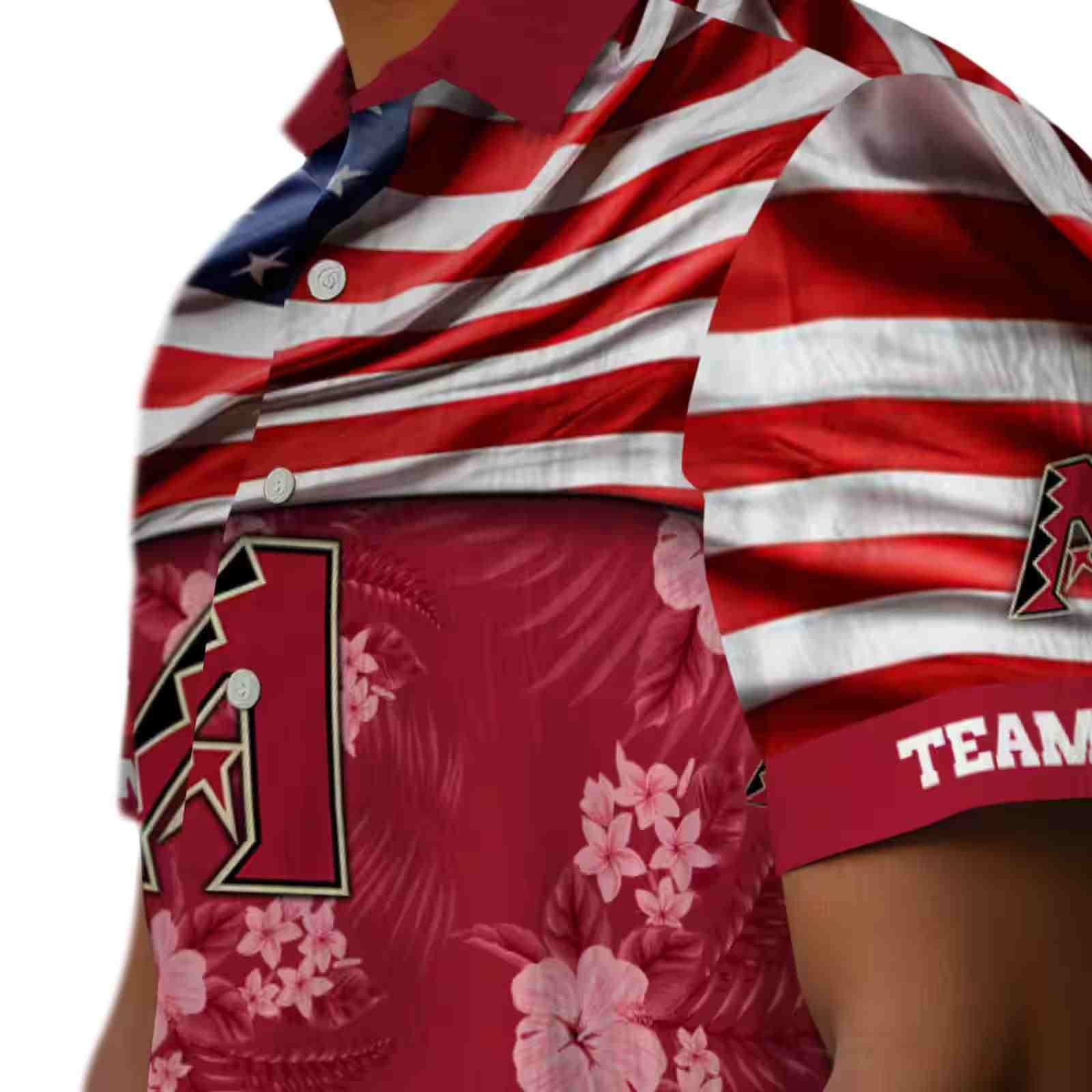 customized arizona diamondbacks us flag hibiscus red hawaiian shirt trendy